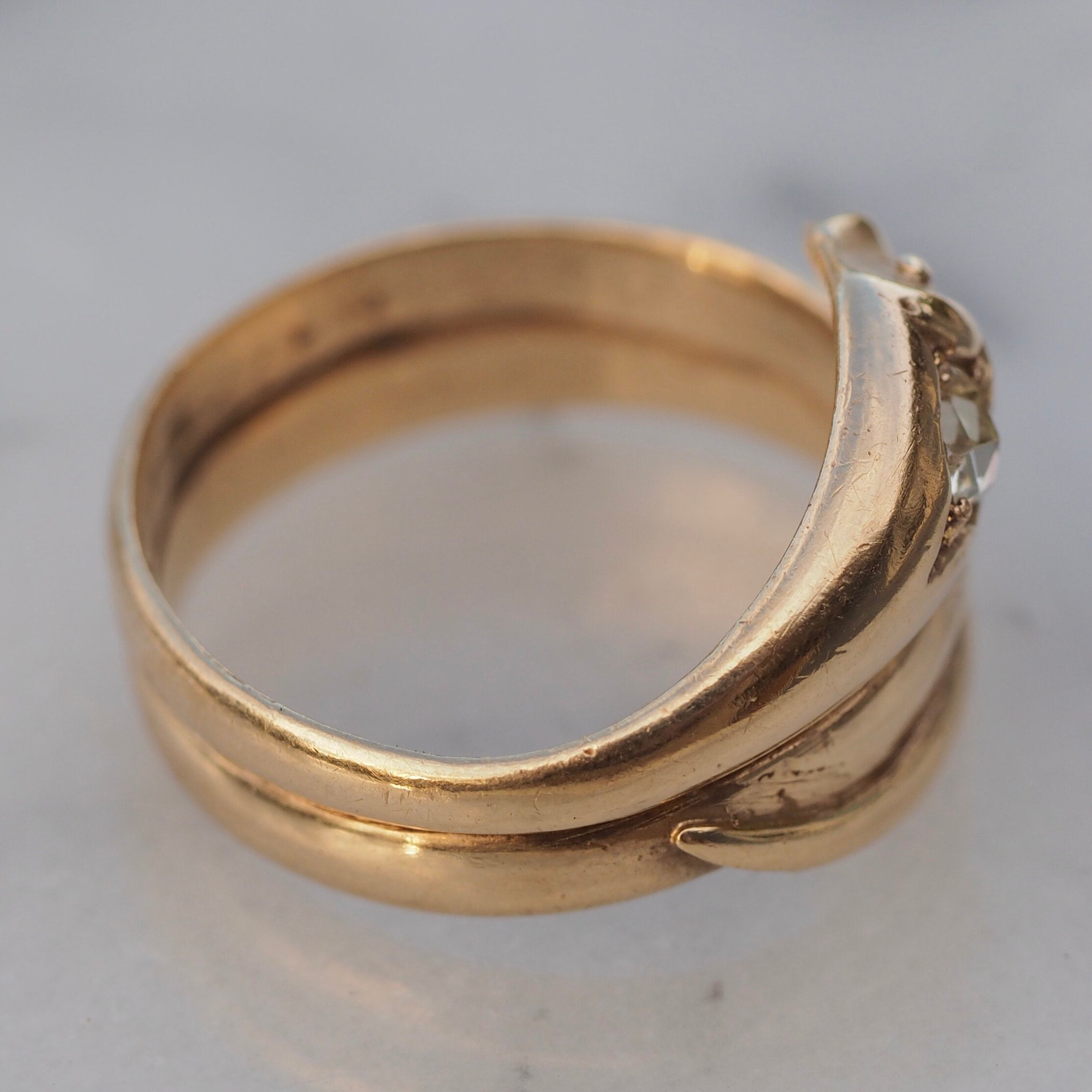 Antique Early Victorian 10k-12k Rose Cut Diamond Snake Ring