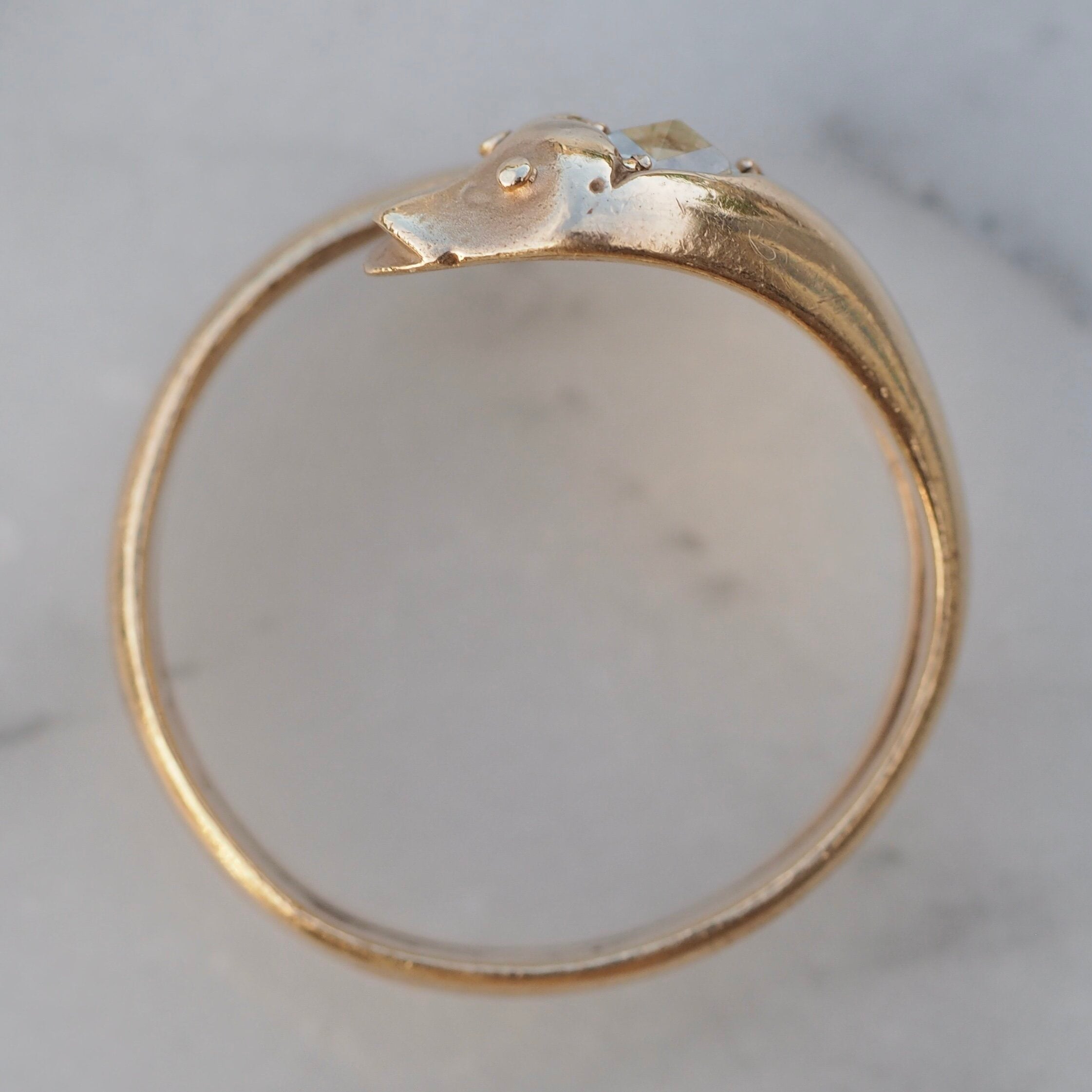 Antique Early Victorian 10k-12k Rose Cut Diamond Snake Ring