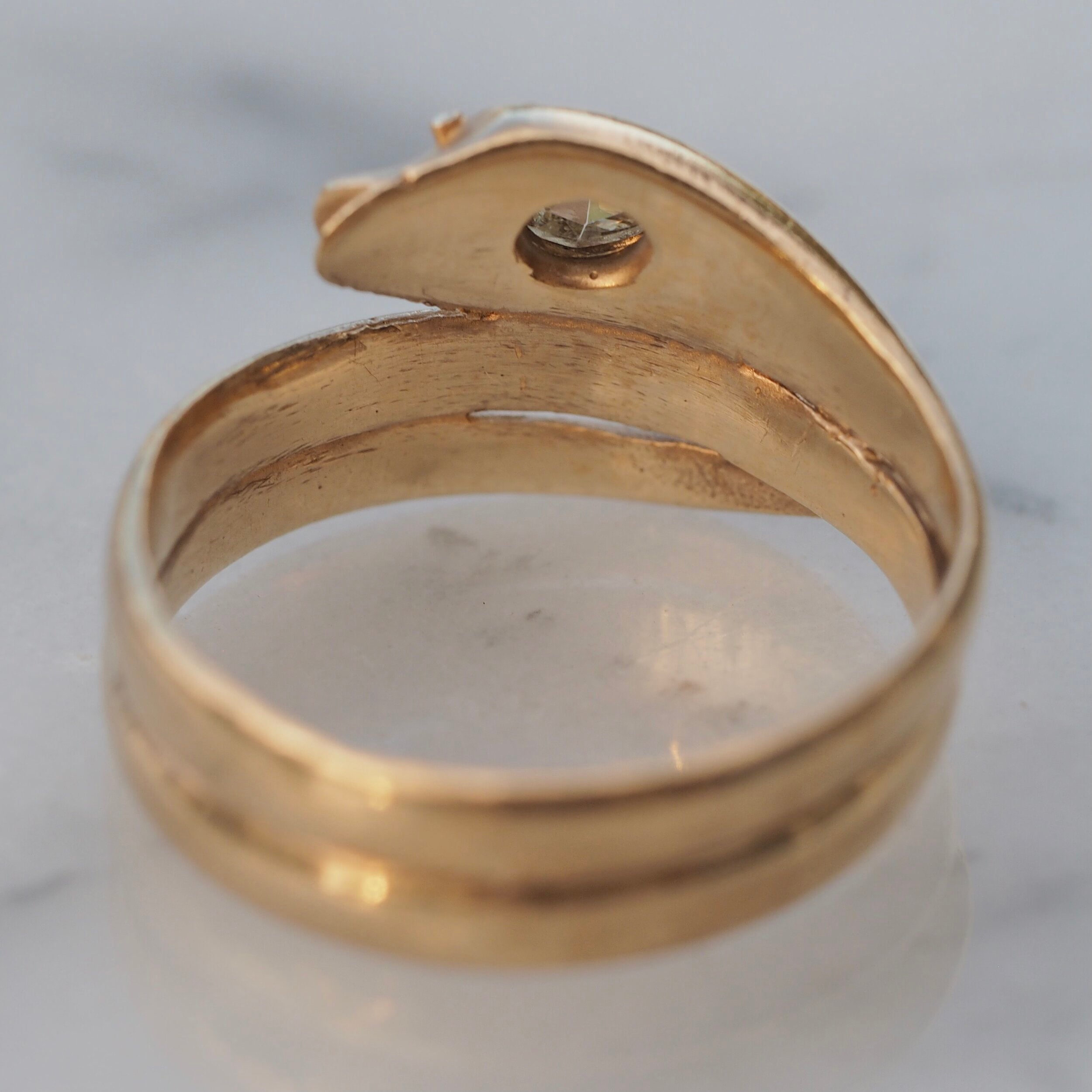 Antique Early Victorian 10k-12k Rose Cut Diamond Snake Ring