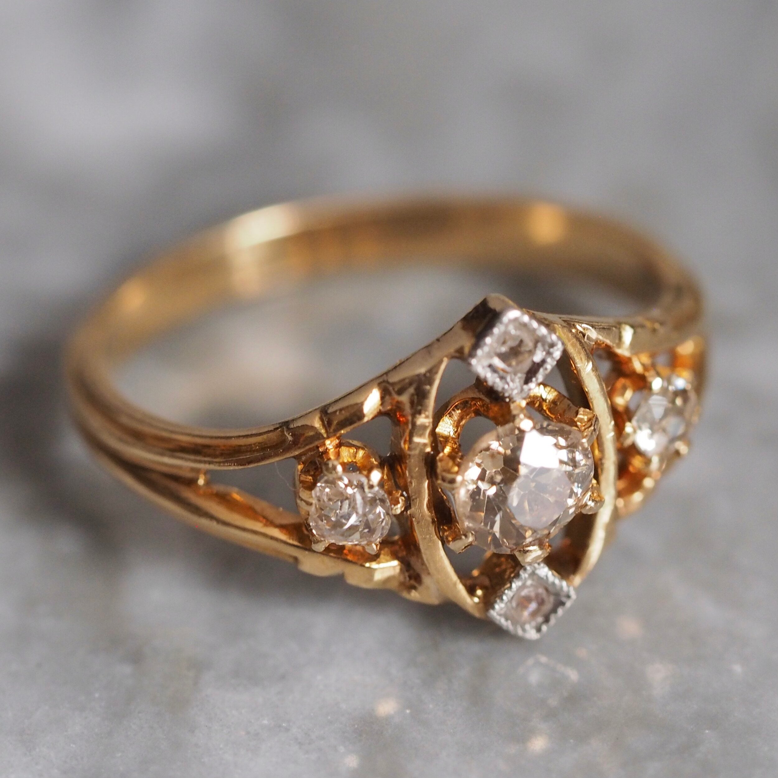 Antique Edwardian 18k Gold Old Mine Cut Diamond Ring