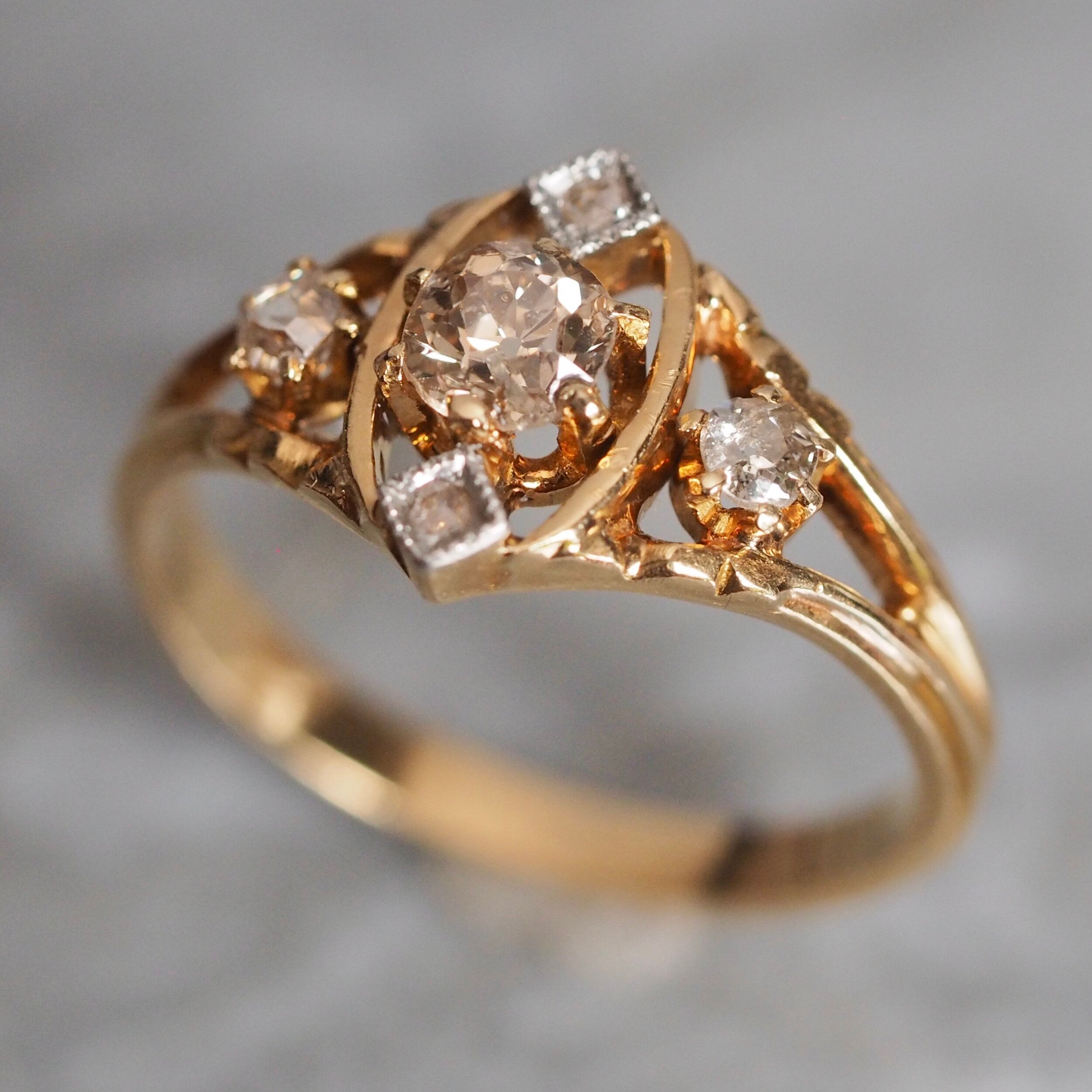 Antique Edwardian 18k Gold Old Mine Cut Diamond Ring