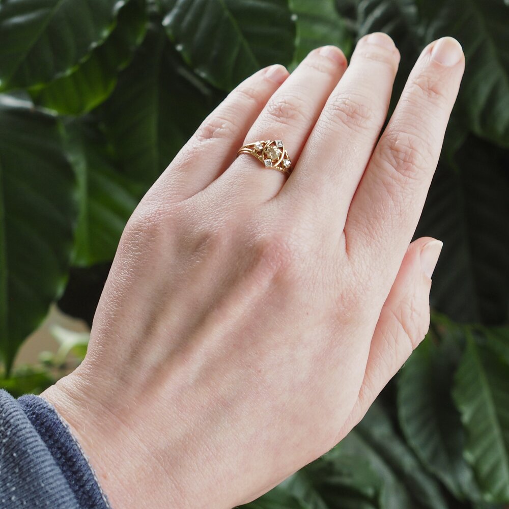 Antique Edwardian 18k Gold Old Mine Cut Diamond Ring