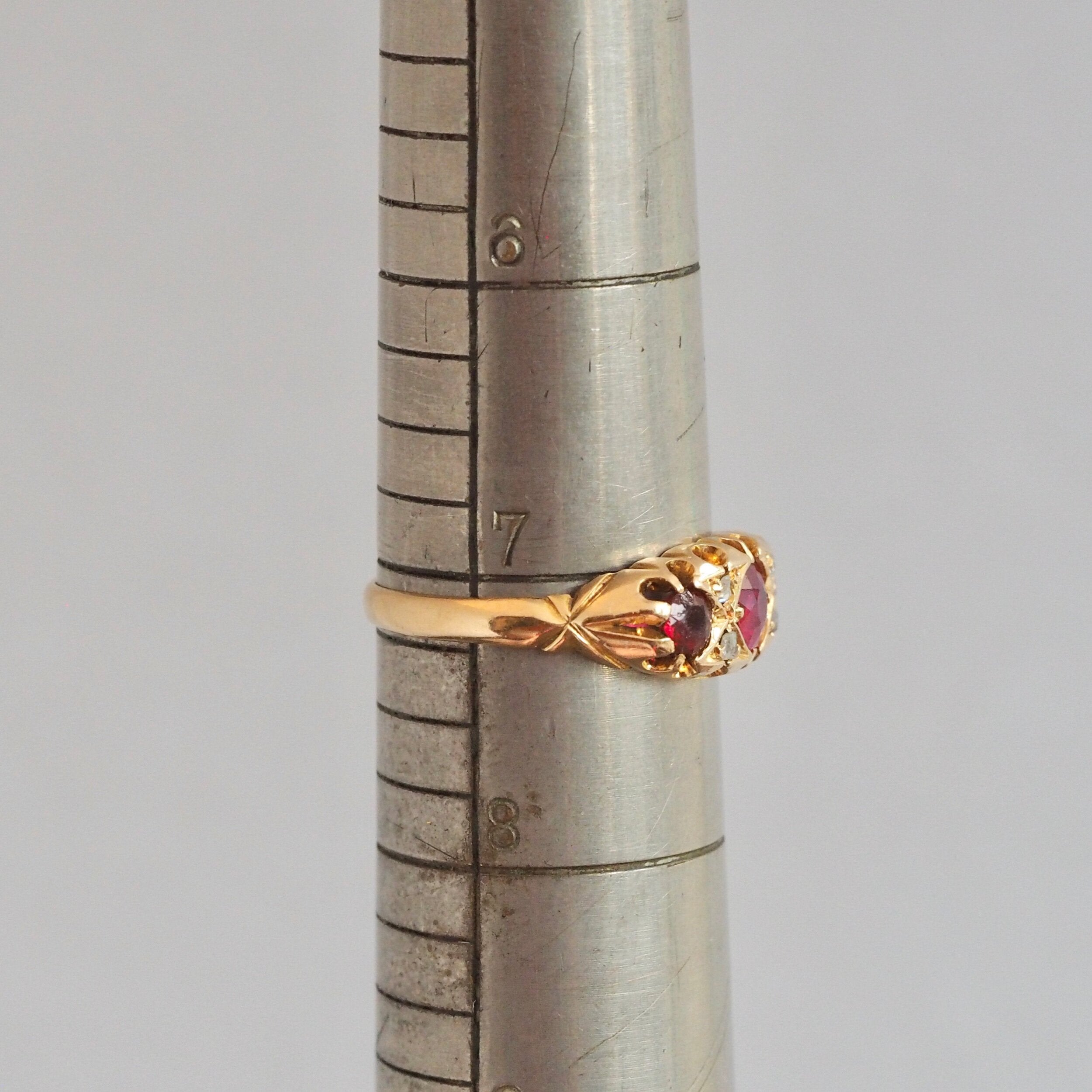 Antique English 18k Gold Ruby and Diamond Ring
