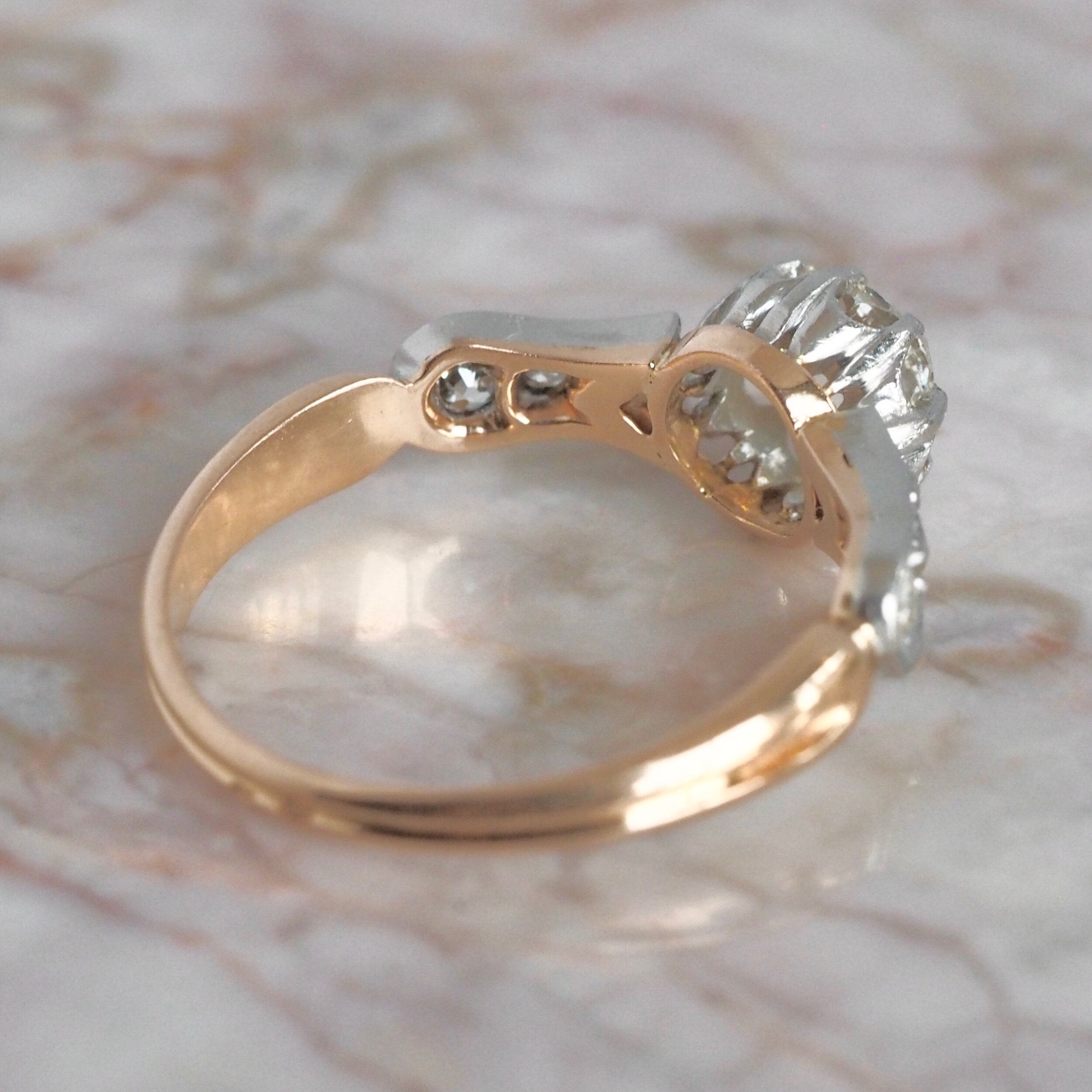Antique French 18k Gold Old Mine Cushion Cut Diamond Ring