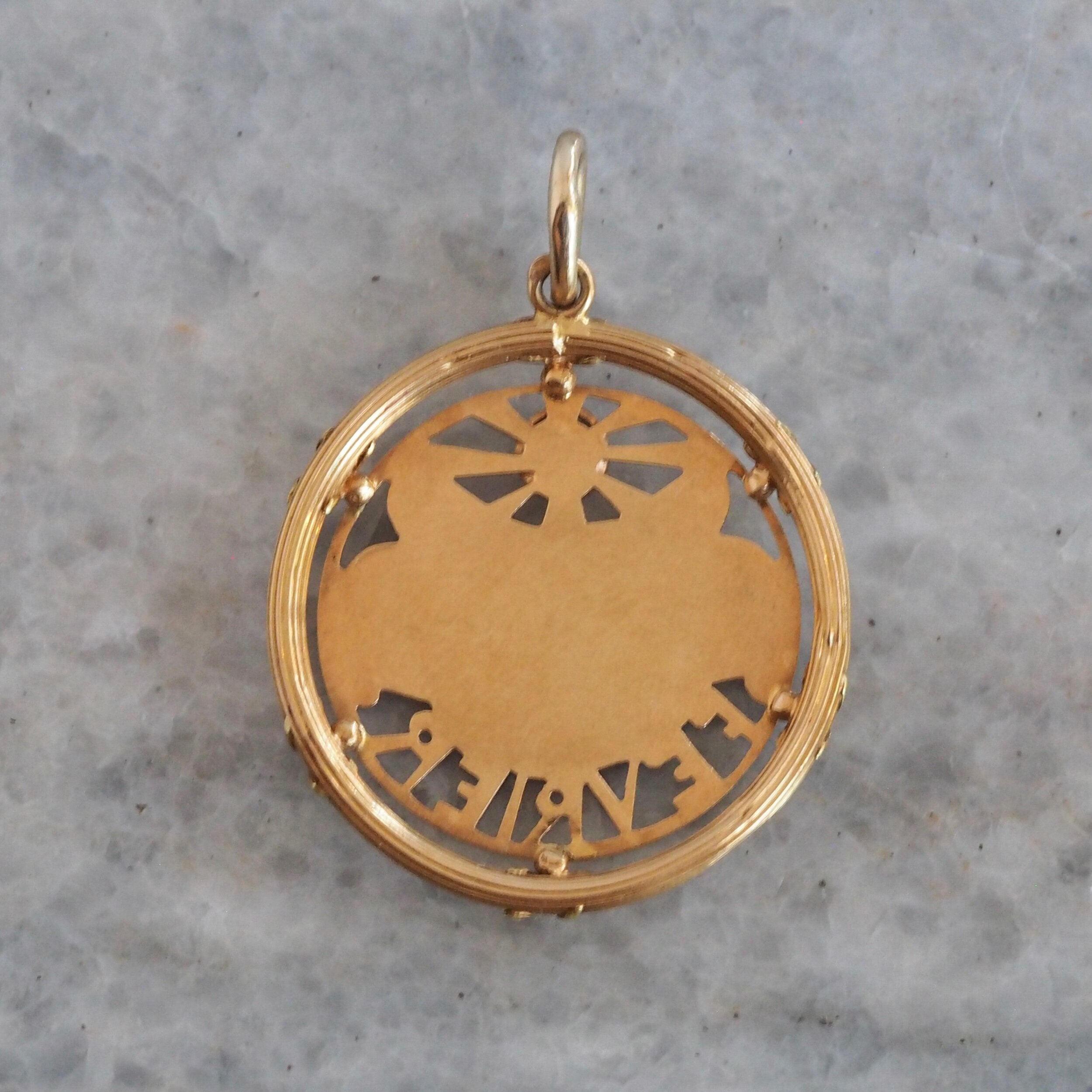 Antique French Art Nouveau 18k Gold "February" Pendant