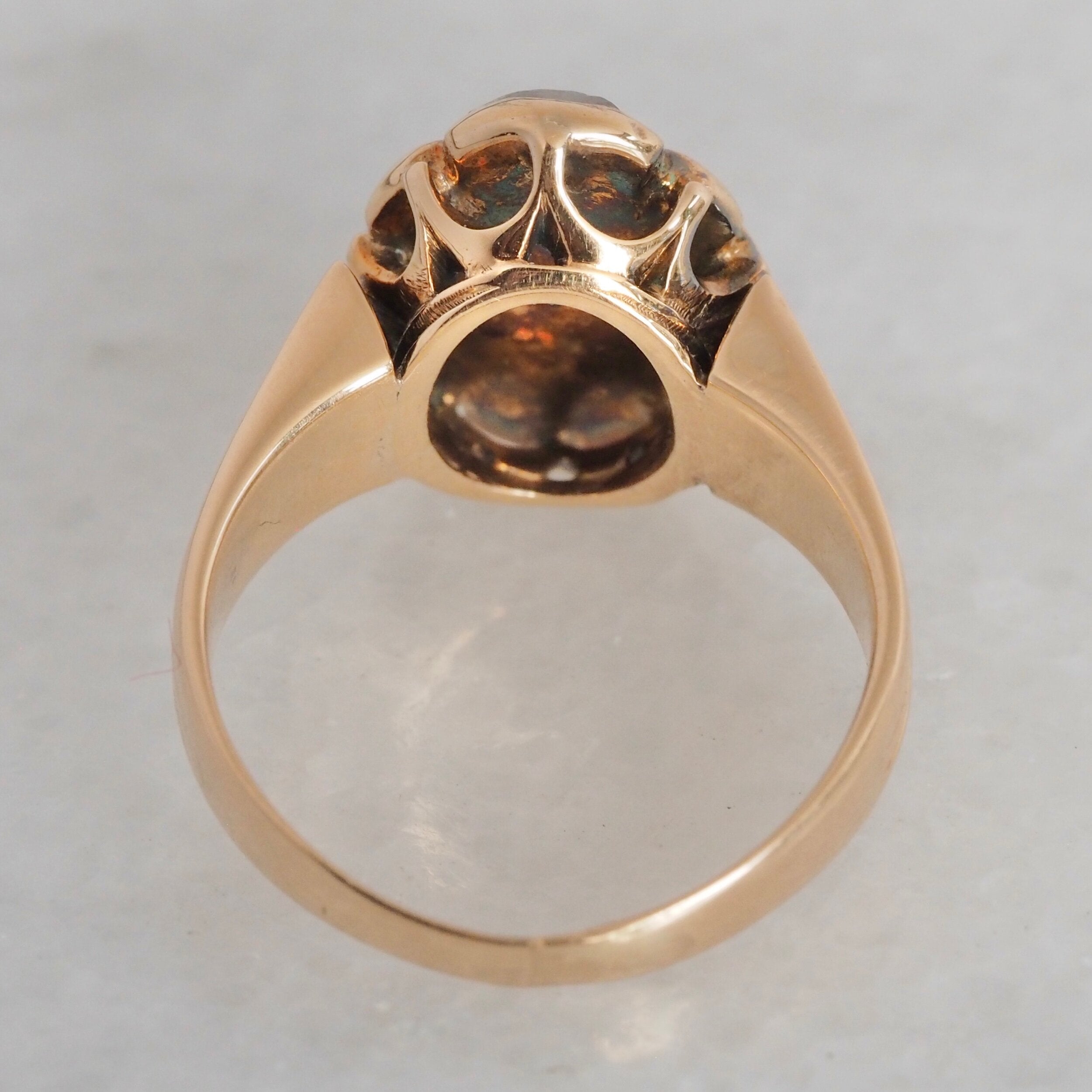Antique Georgian 14k Gold Rose Cut Diamond Cluster Ring