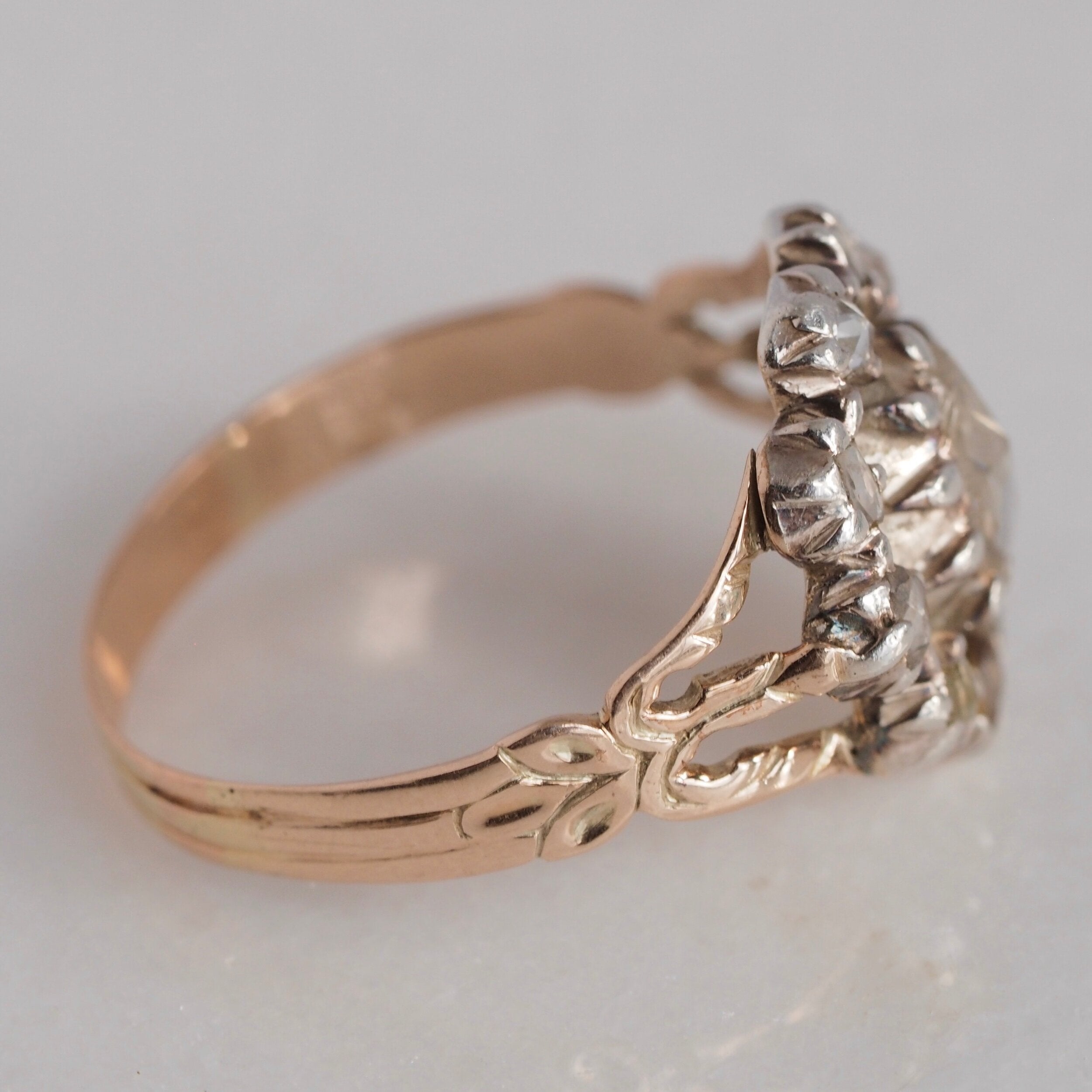 Antique Georgian 14k Gold Rose Cut Diamond Giardinetti Ring