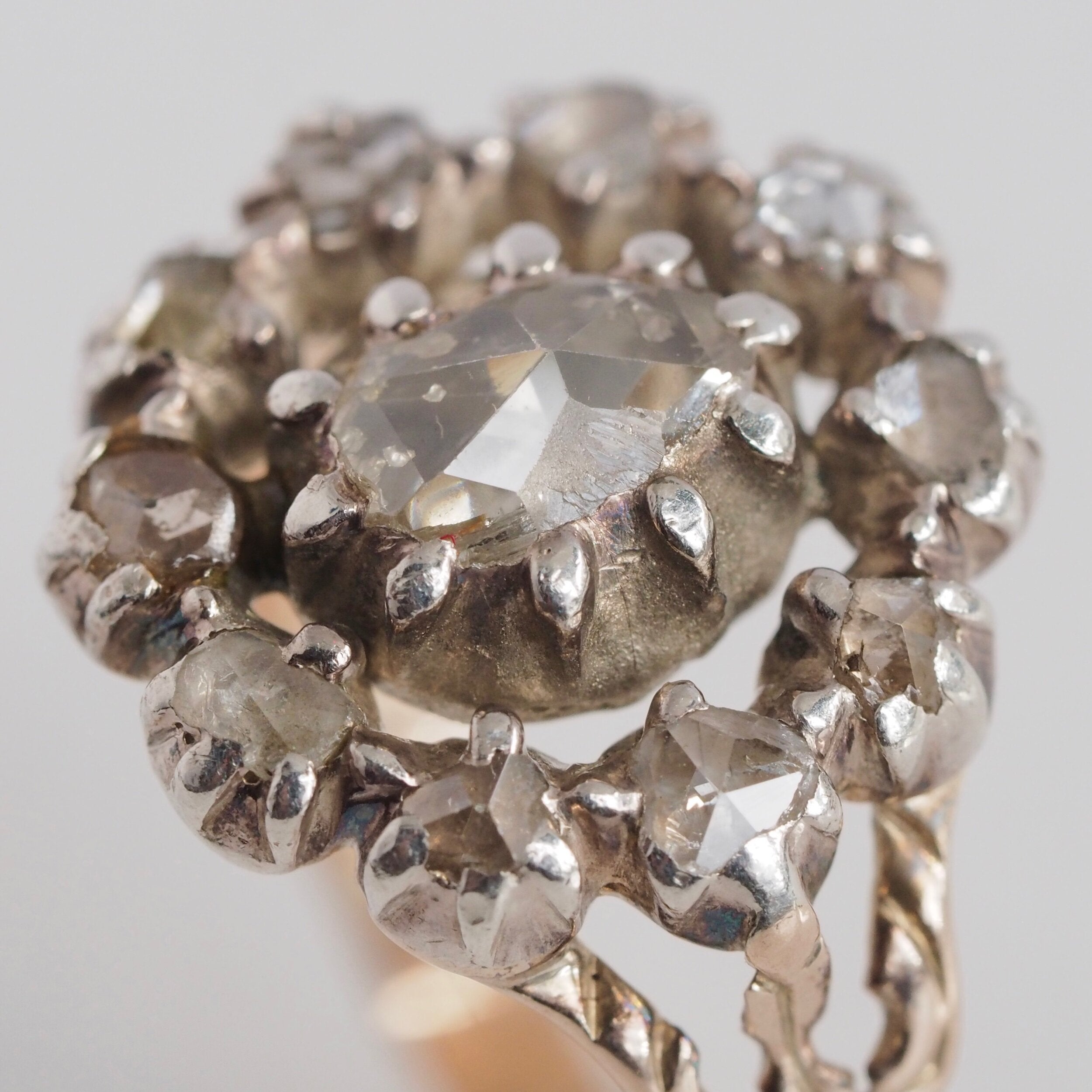 Antique Georgian 14k Gold Rose Cut Diamond Giardinetti Ring
