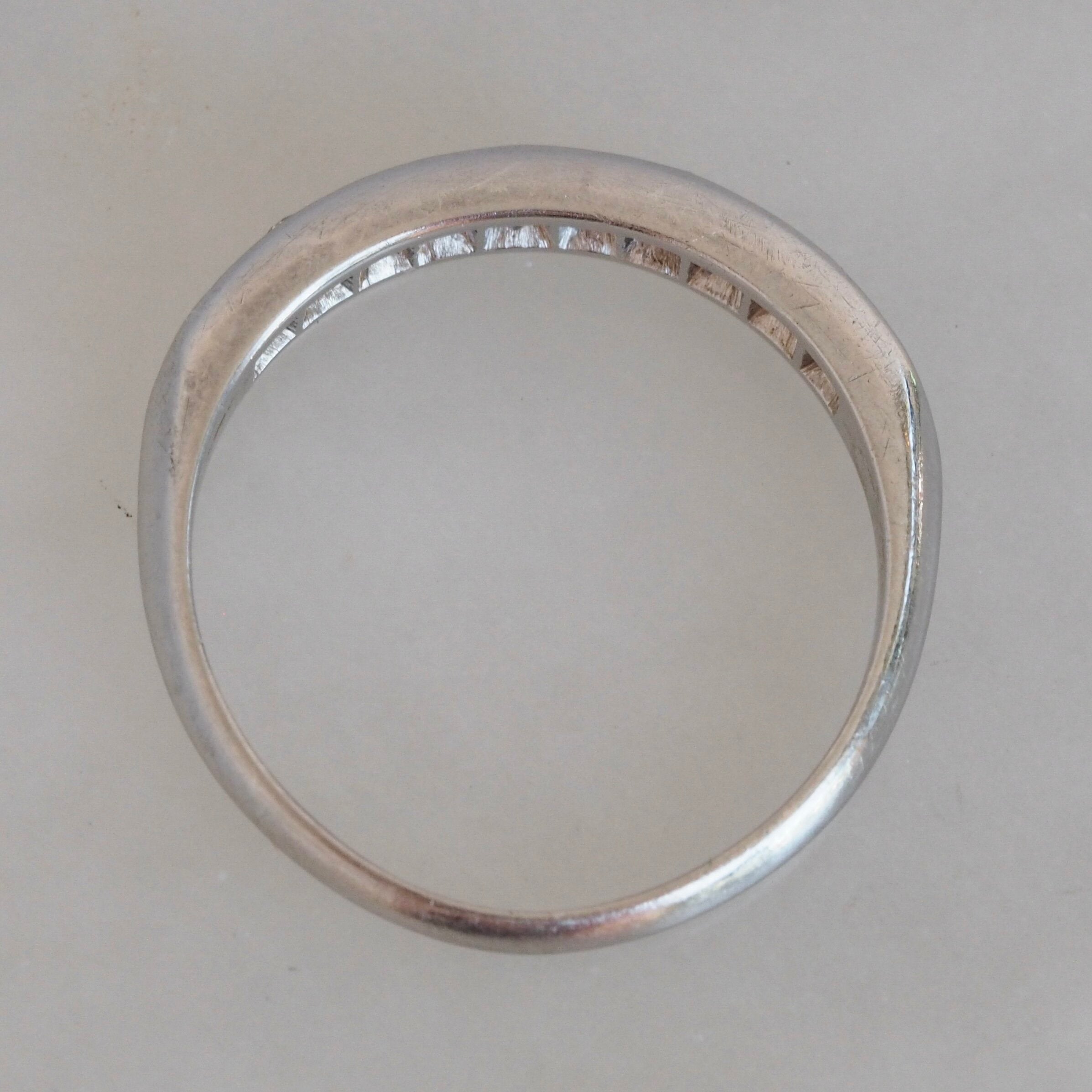 Antique Late Deco Platinum and Old Mine Cut Diamonds Half Eternity Band