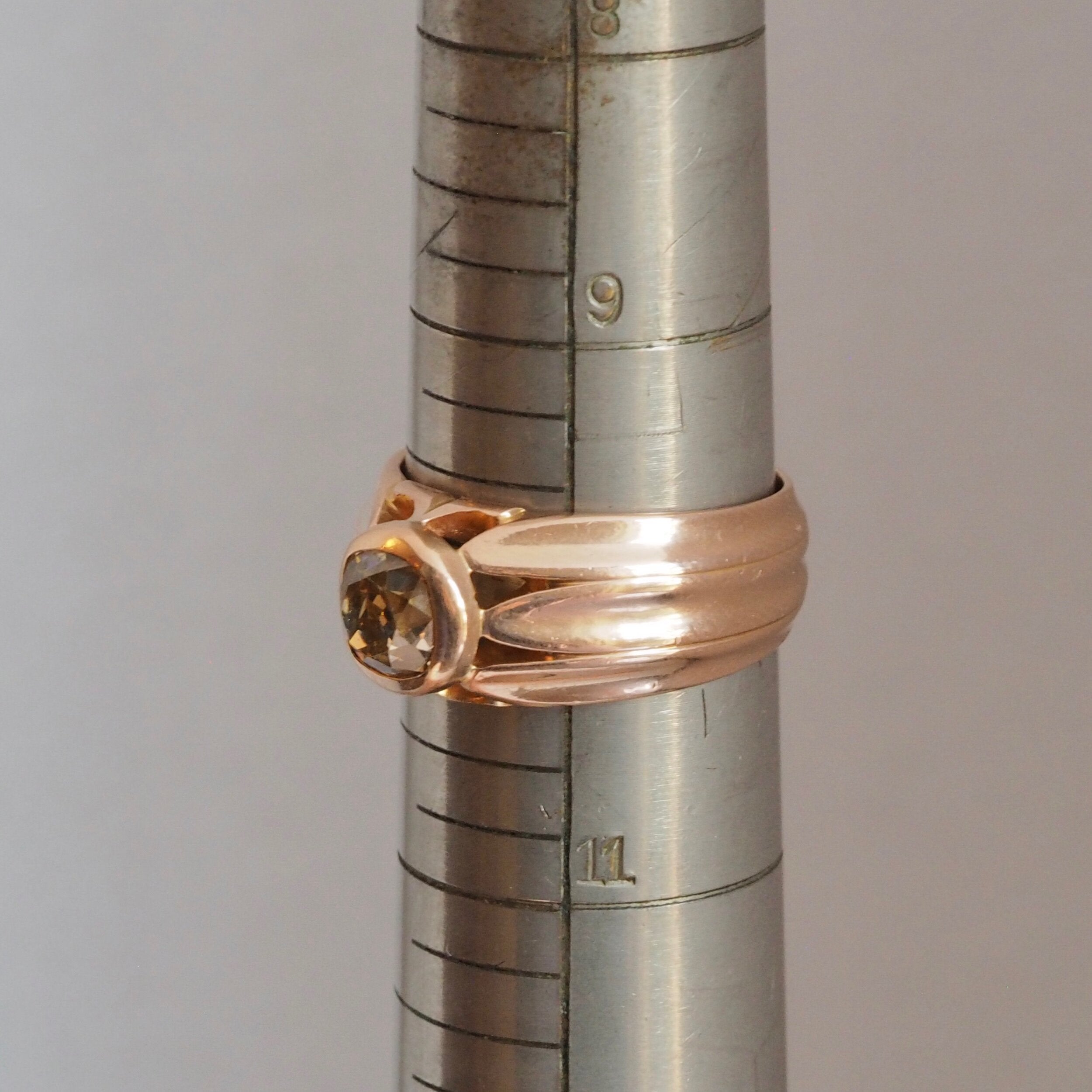 Antique Russian 18k Rose Gold Old Mine Cut DIamond Ring