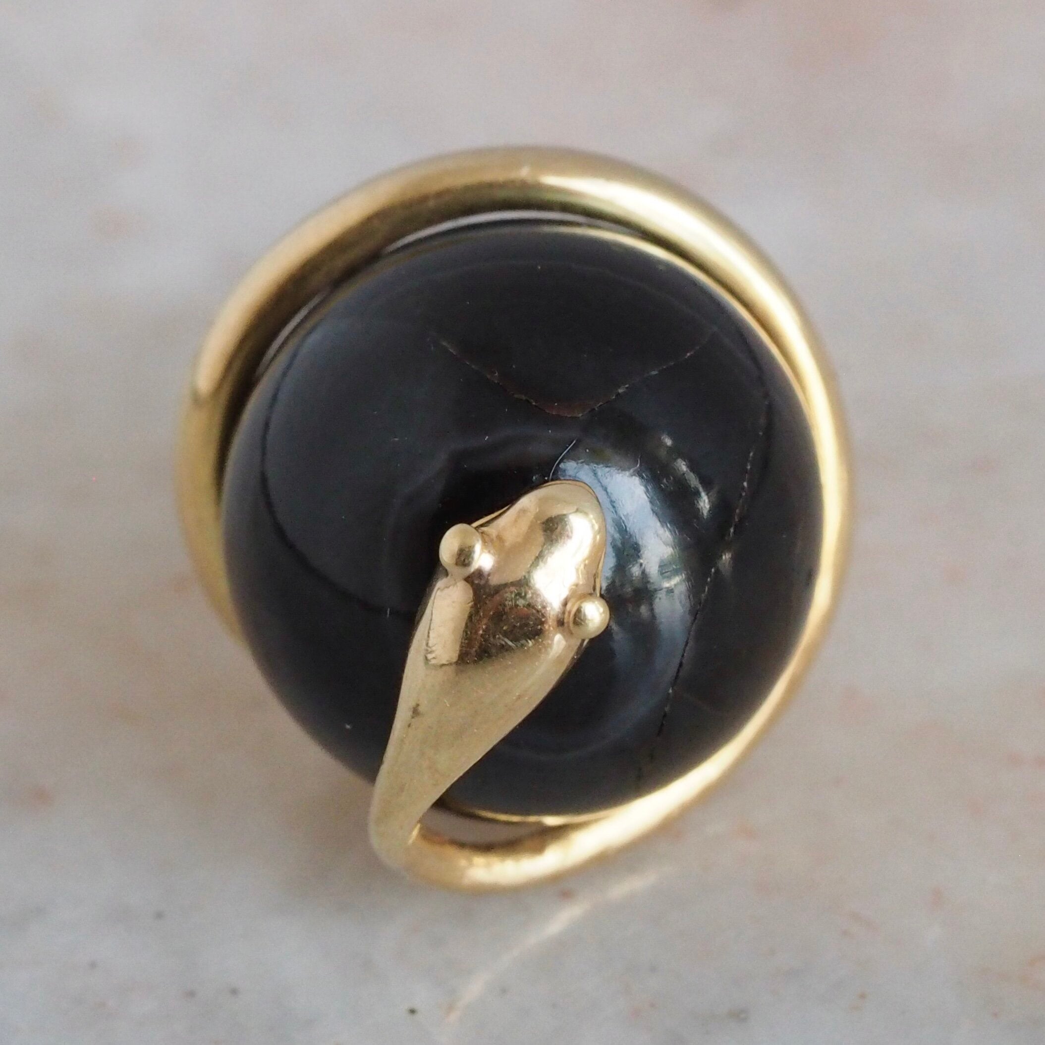 Antique Victorian 14k Gold Banded Agate Coiled Snake Pendant