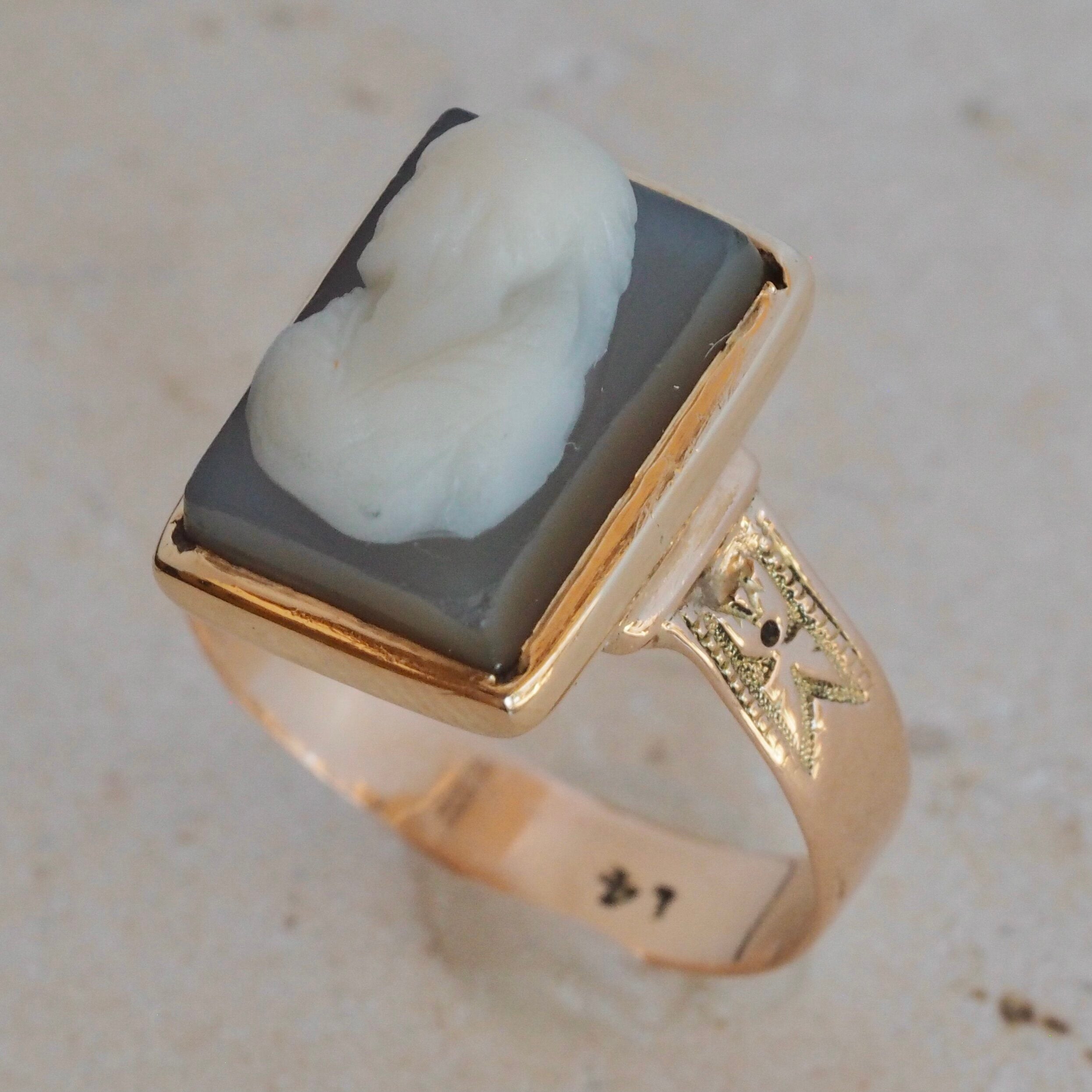 Antique Victorian 14k Gold Cameo Ring