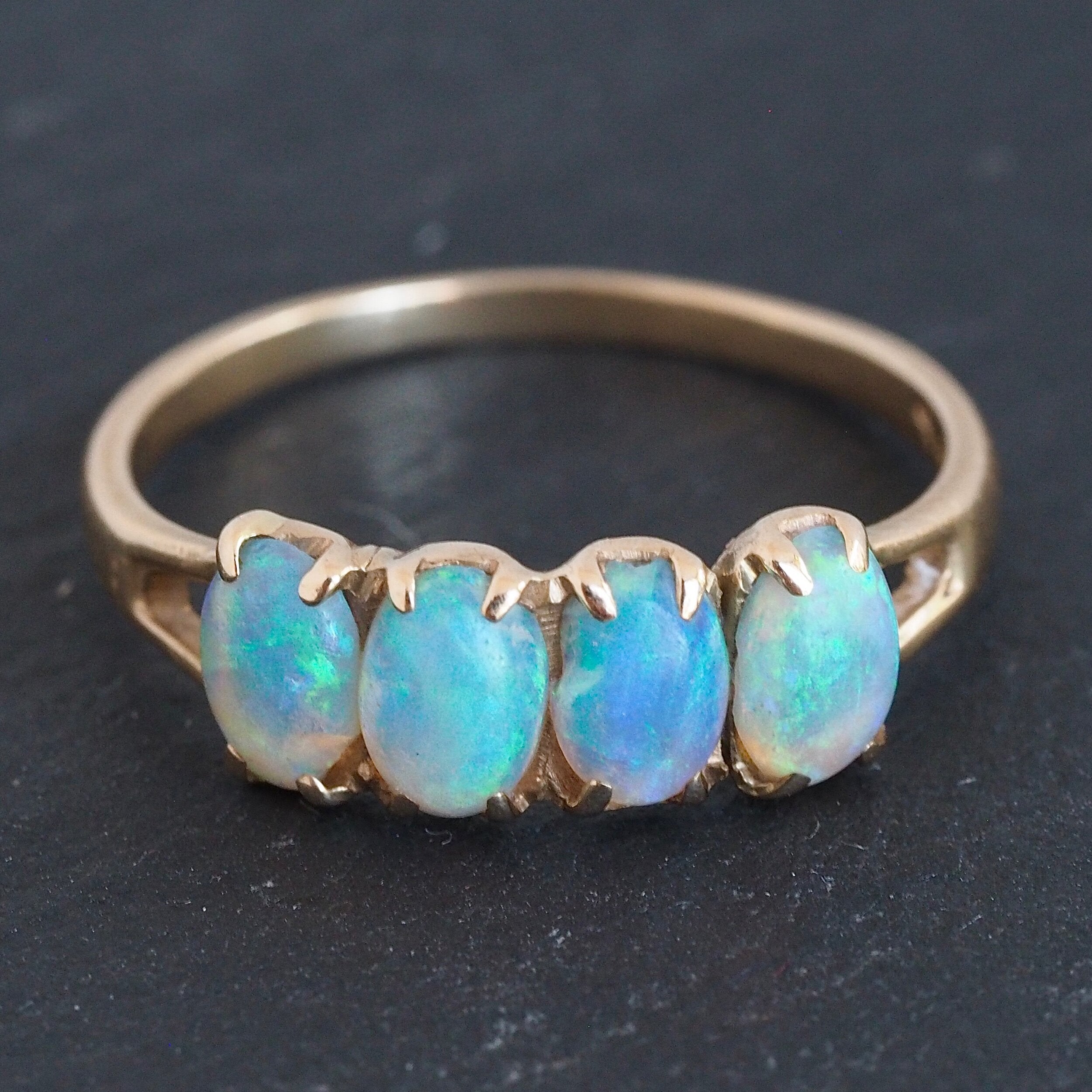 Antique Victorian 14k Gold Four Stone Opal Ring
