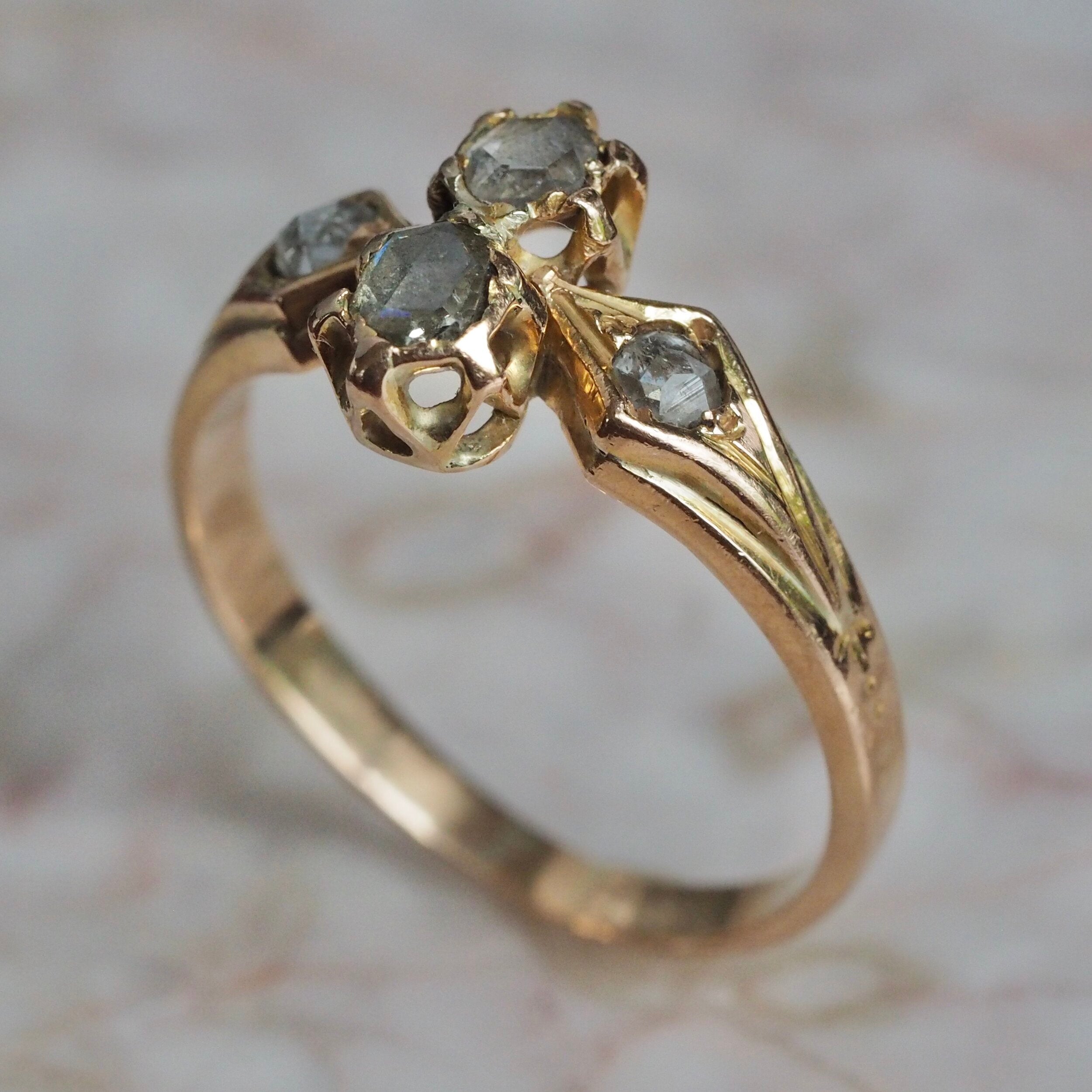 Antique Victorian 14k Gold Rose Cut Diamond Engagement Ring