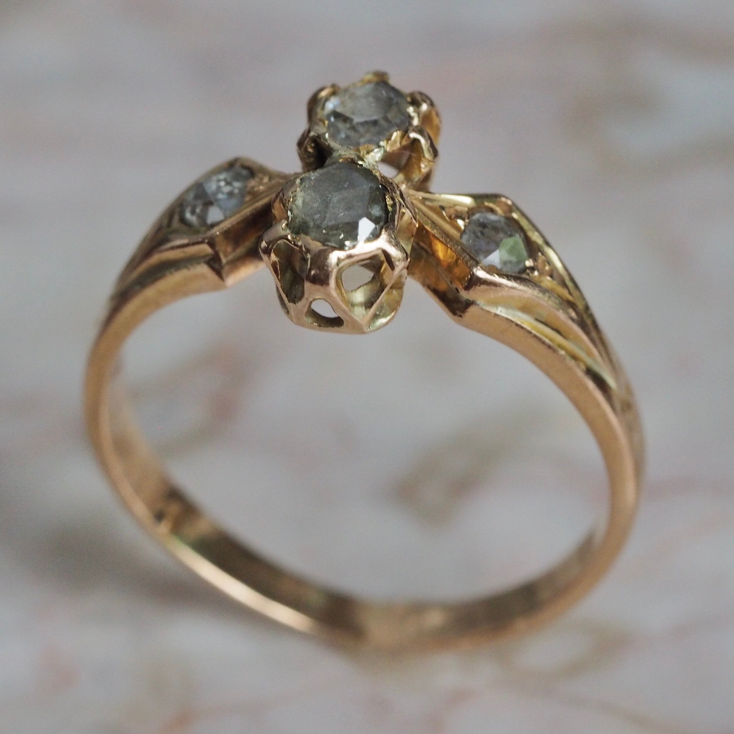 Antique Victorian 14k Gold Rose Cut Diamond Engagement Ring