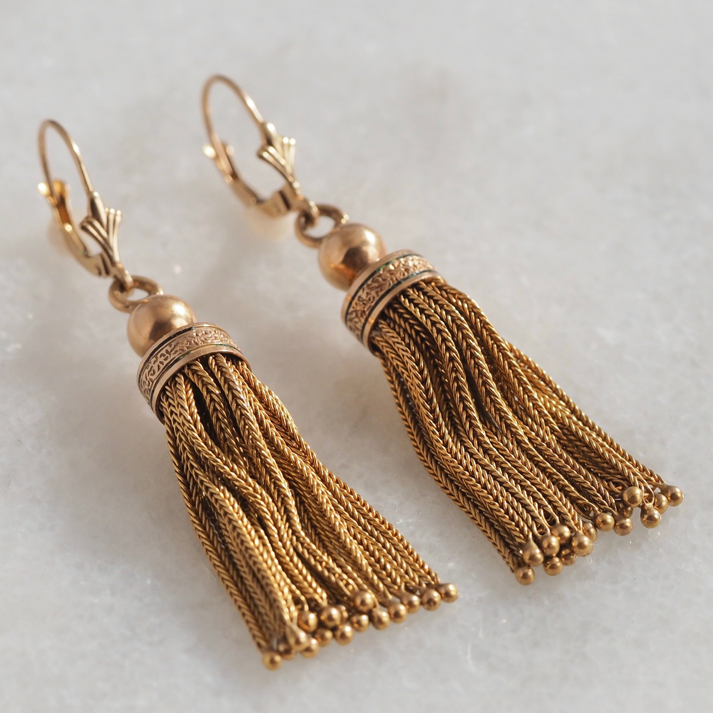 Antique Victorian 14k Gold Tassel Earrings
