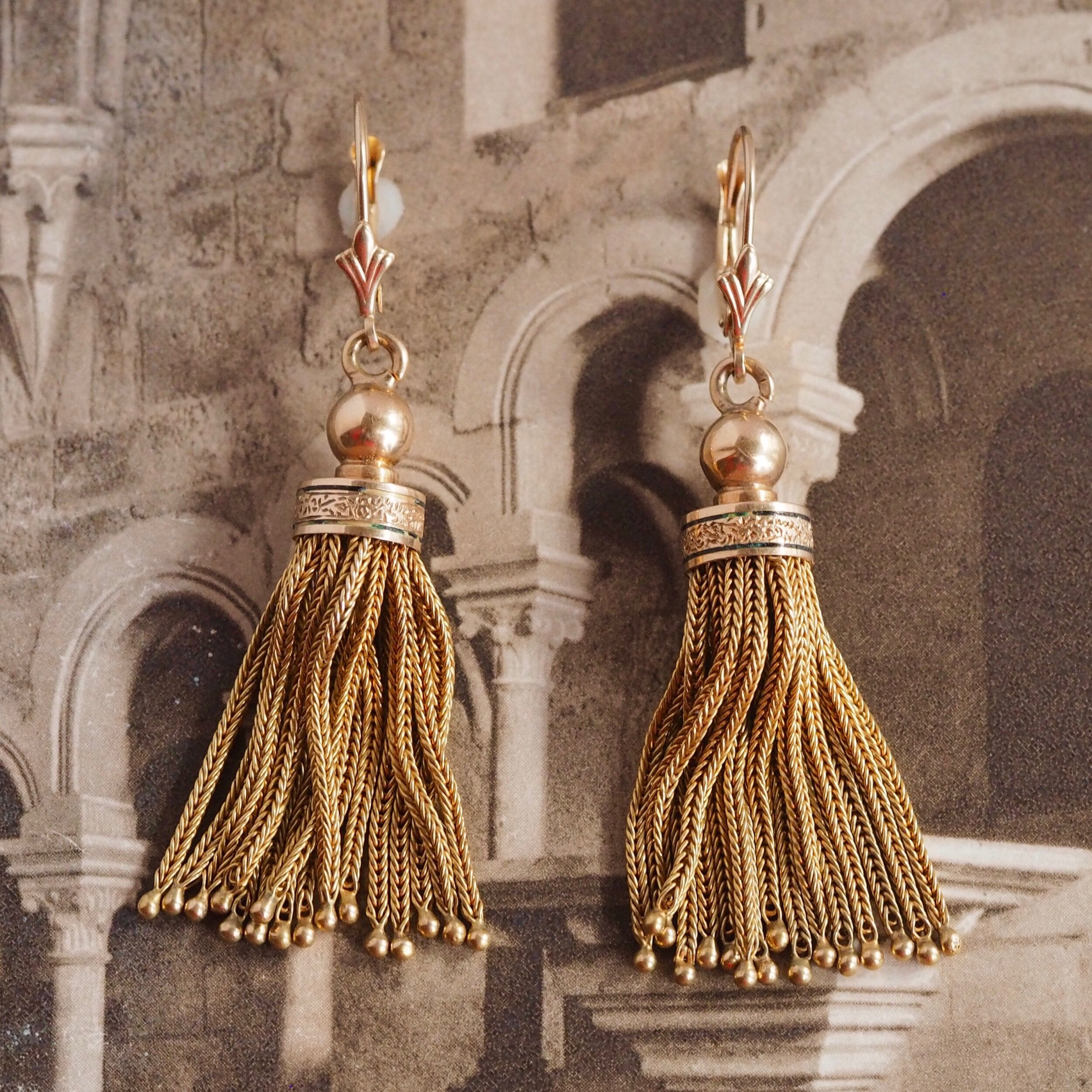Antique Victorian 14k Gold Tassel Earrings