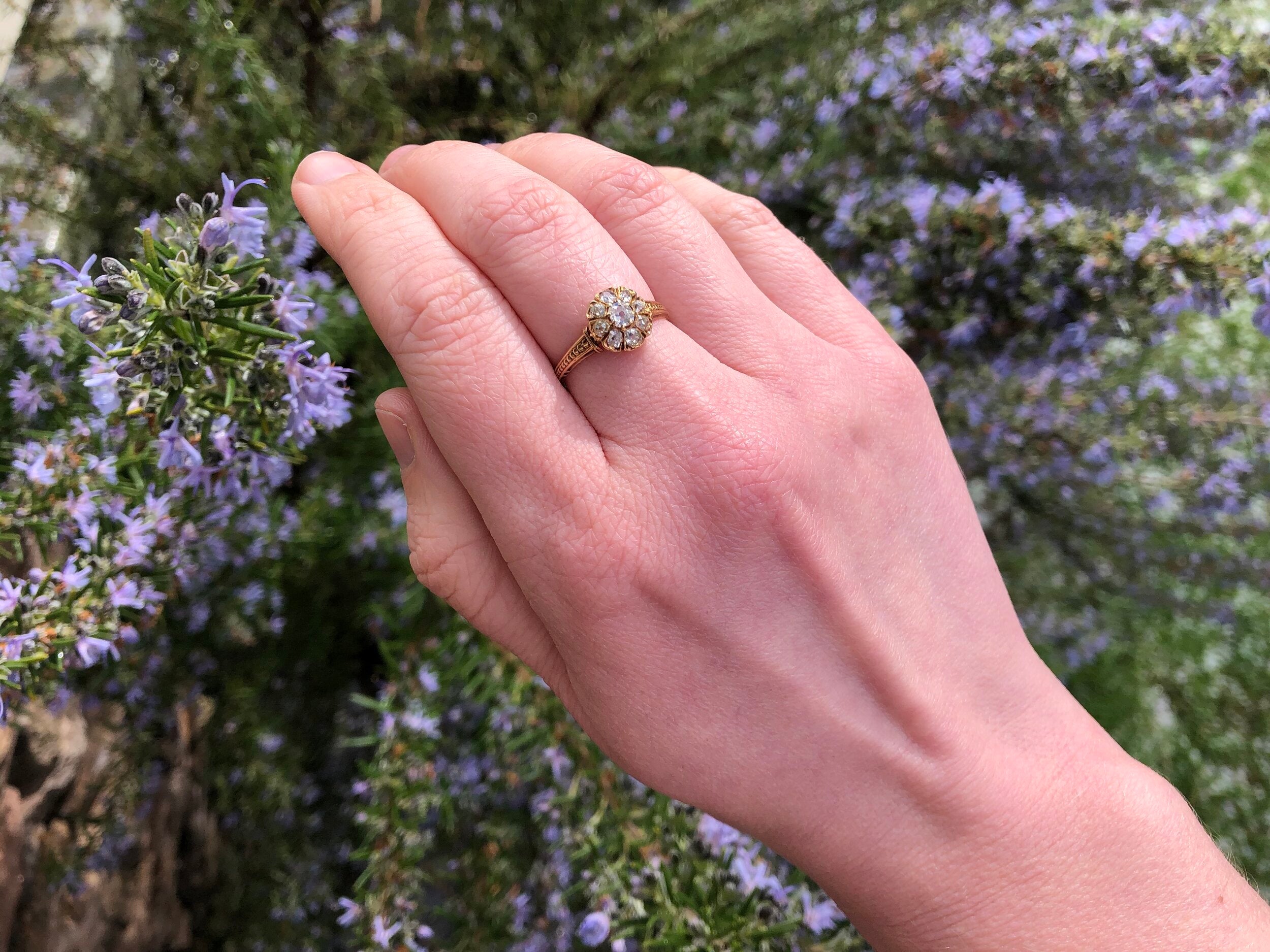Antique Victorian French 18k Gold Old European Cut Diamond Ring