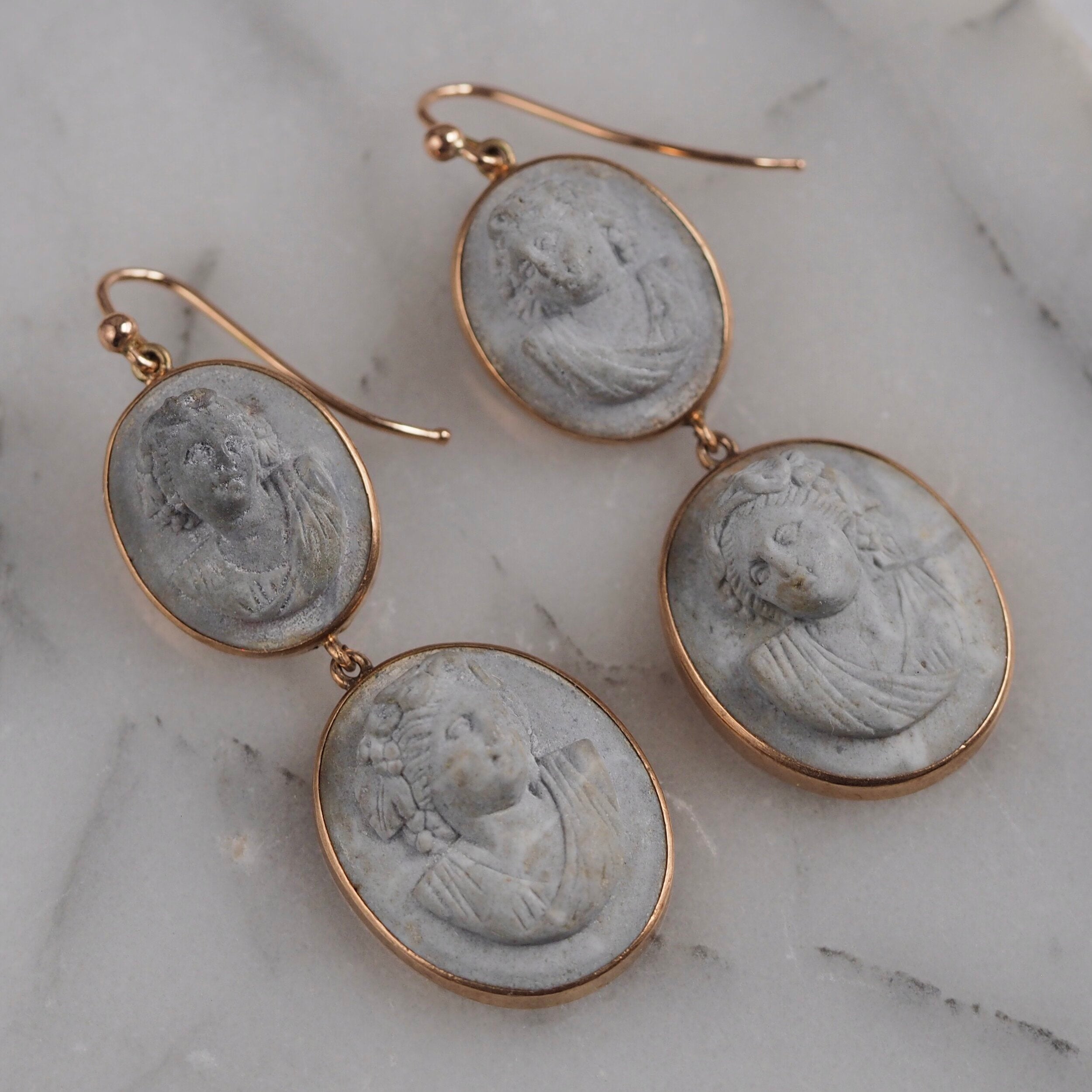 Antique Victorian Grand Tour Vesuvius Lava Earrings