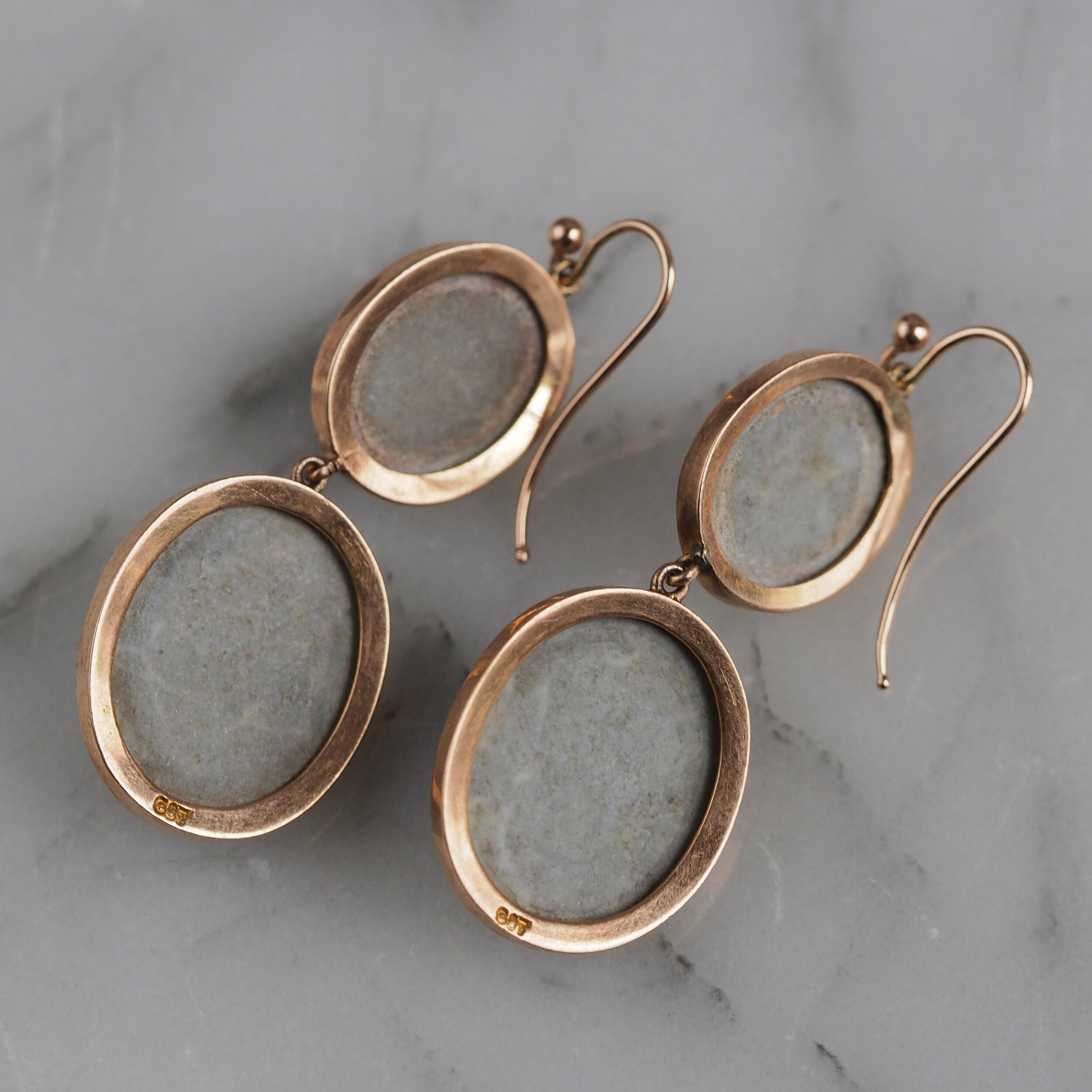 Antique Victorian Grand Tour Vesuvius Lava Earrings