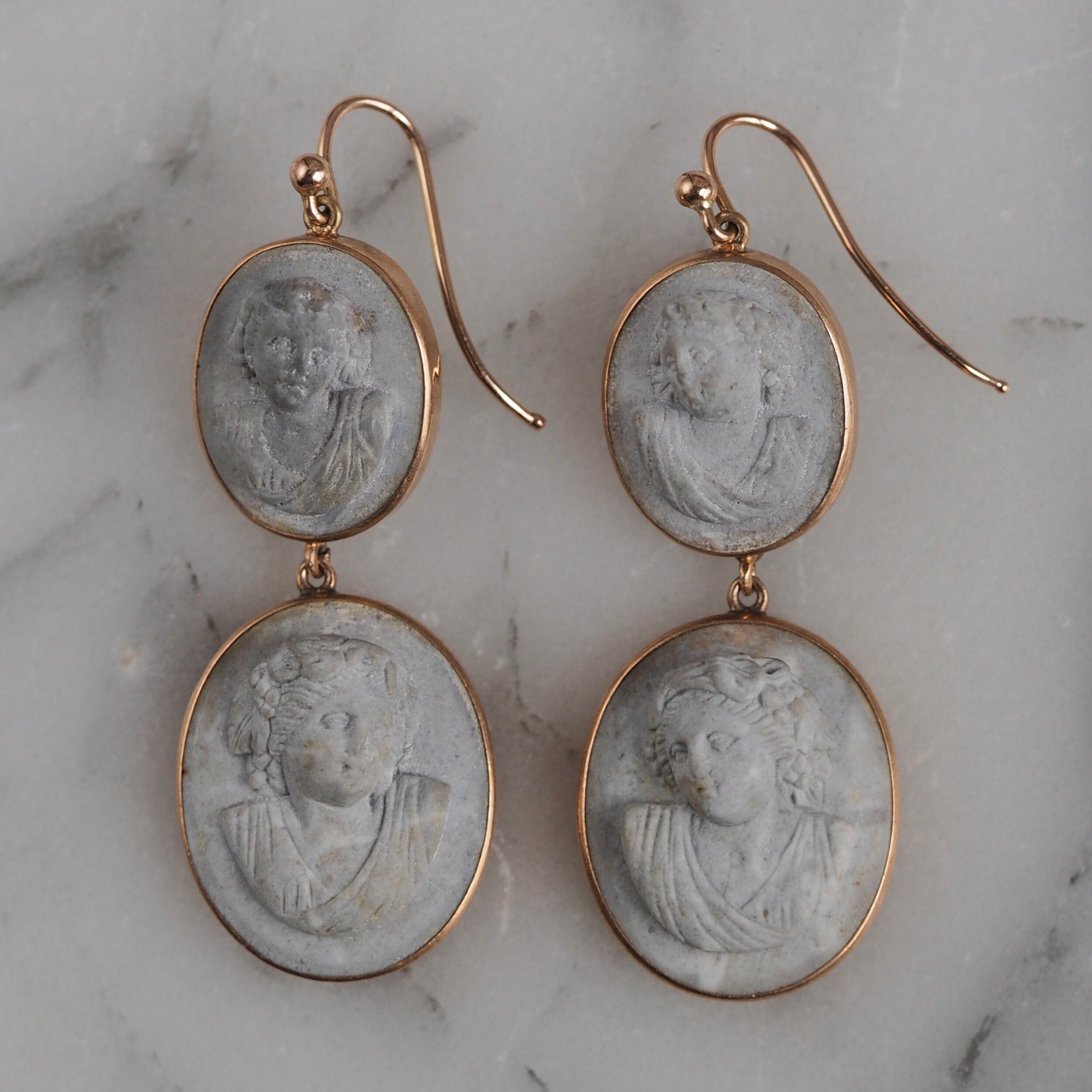 Antique Victorian Grand Tour Vesuvius Lava Earrings