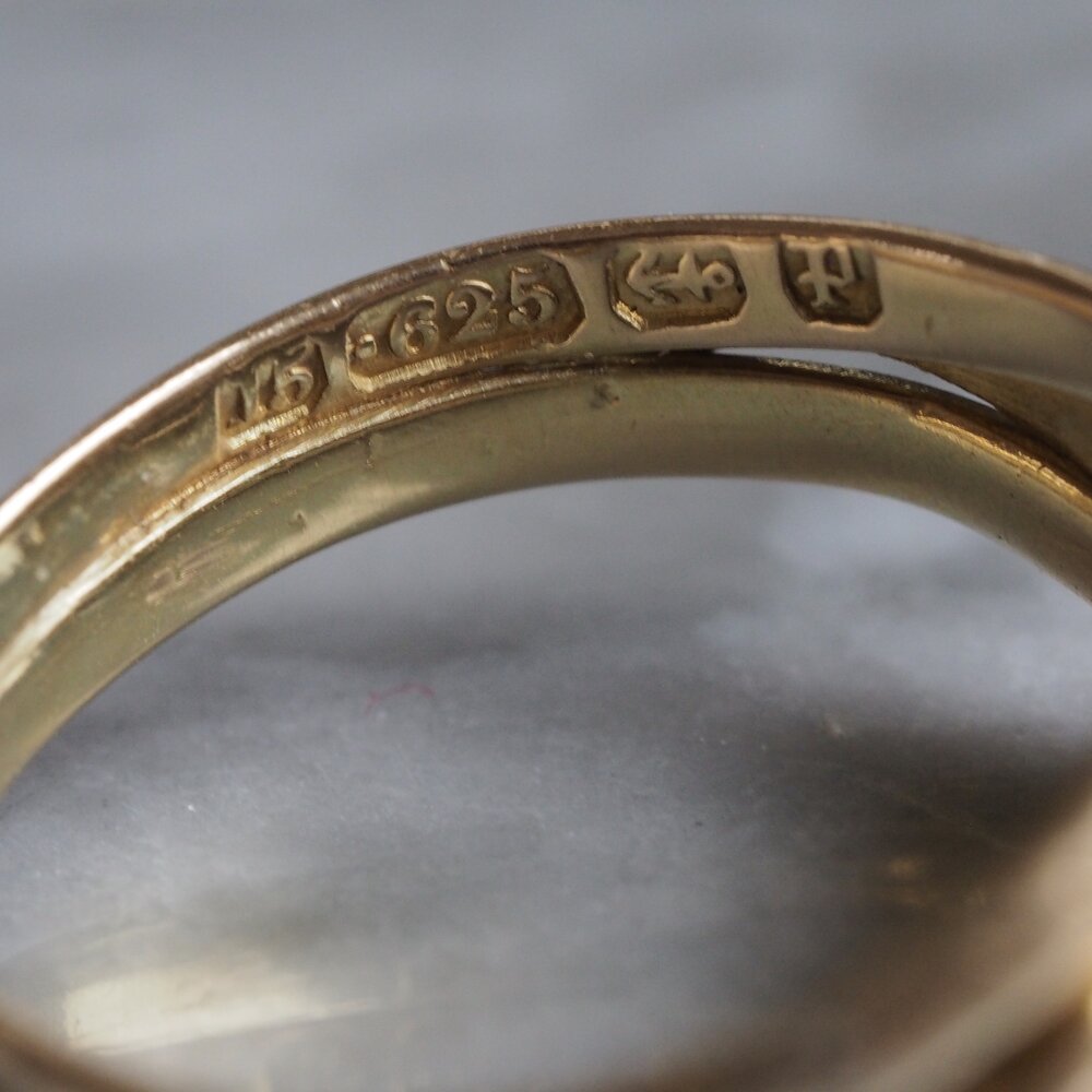 Antique Victorian c. 1890 15k Gold Old Mine Cut Diamond Double Snake Ring