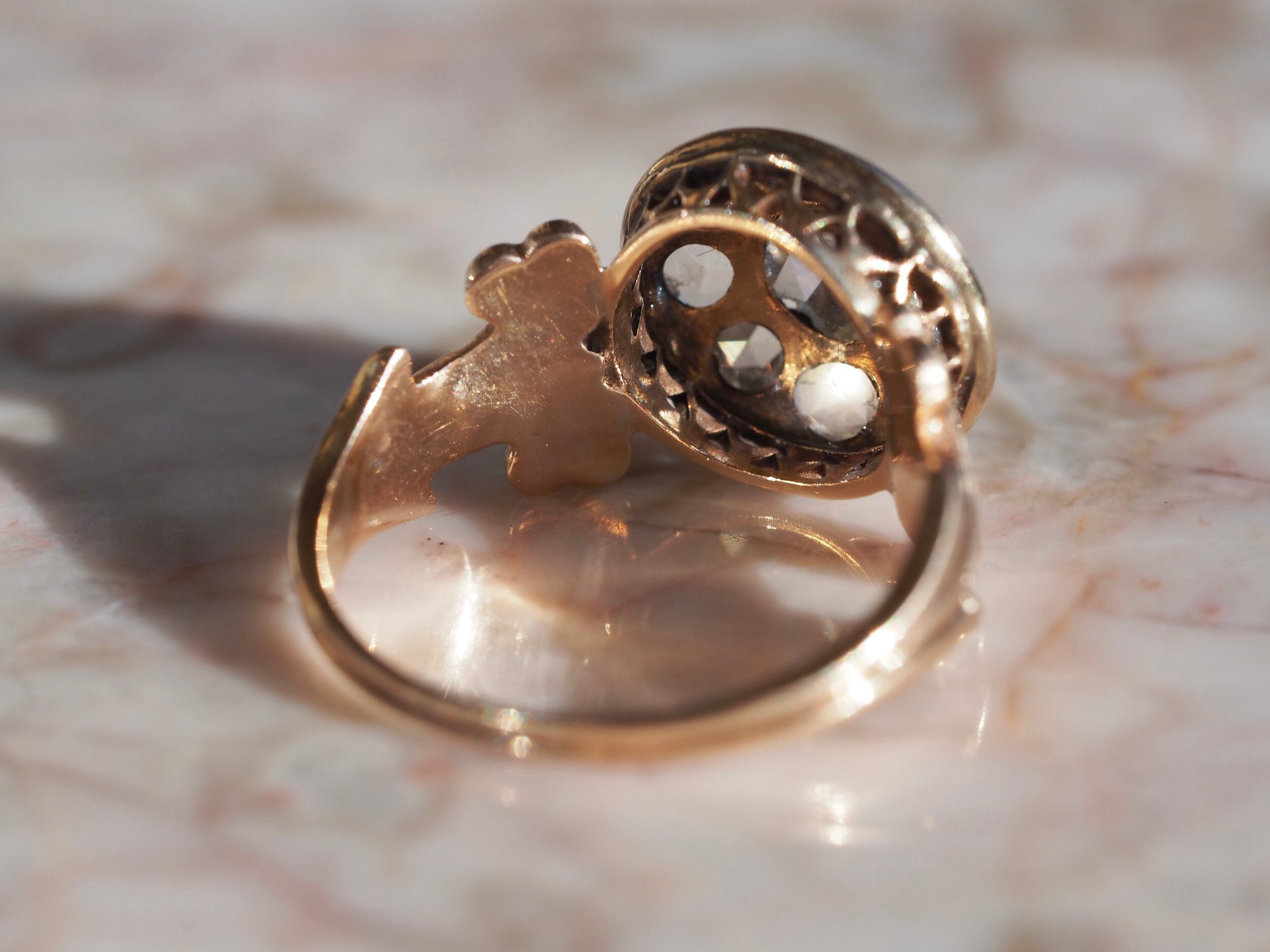 Antique c. 1880s 14k Gold Rose Cut Diamond Ring