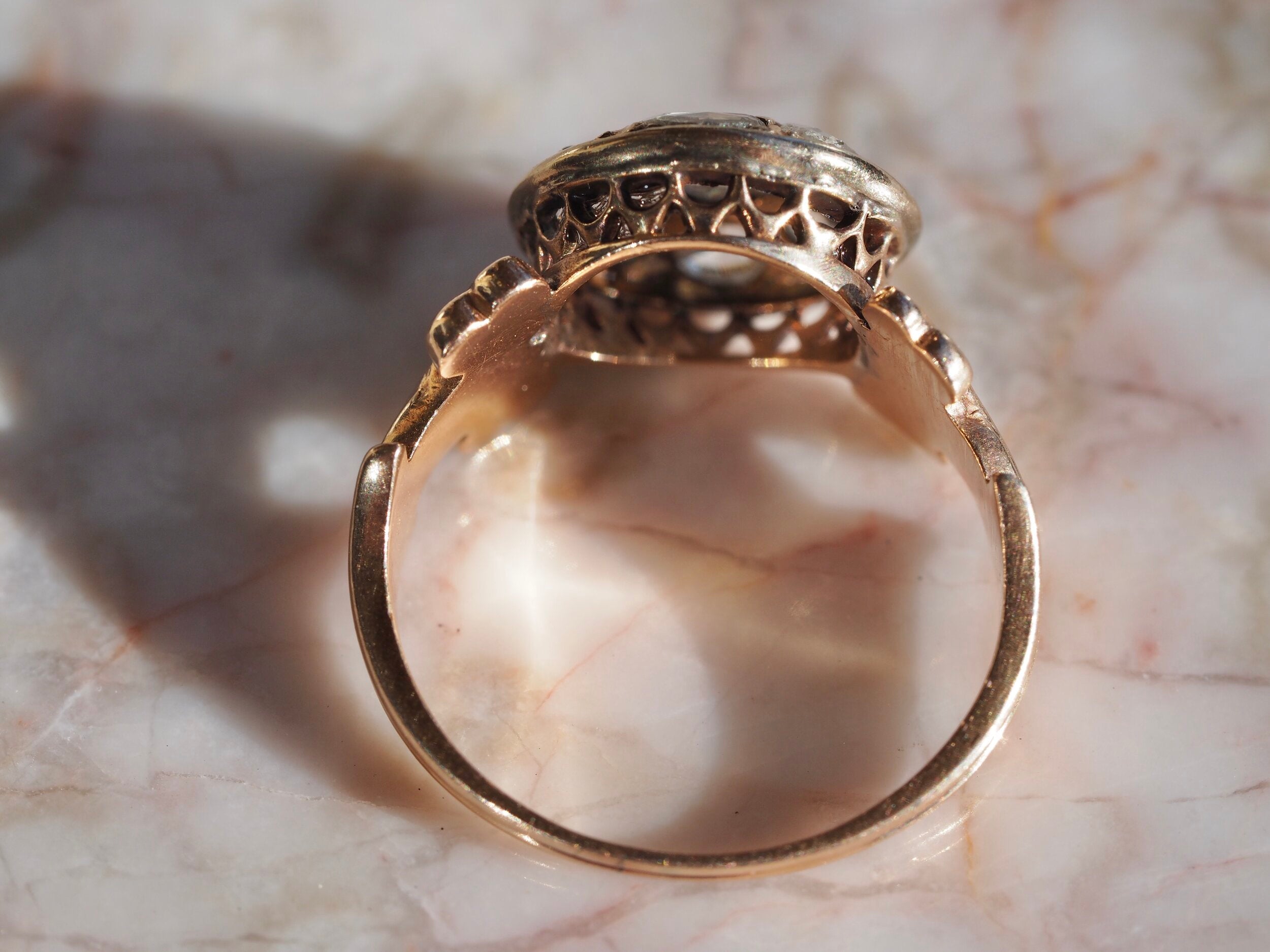 Antique c. 1880s 14k Gold Rose Cut Diamond Ring