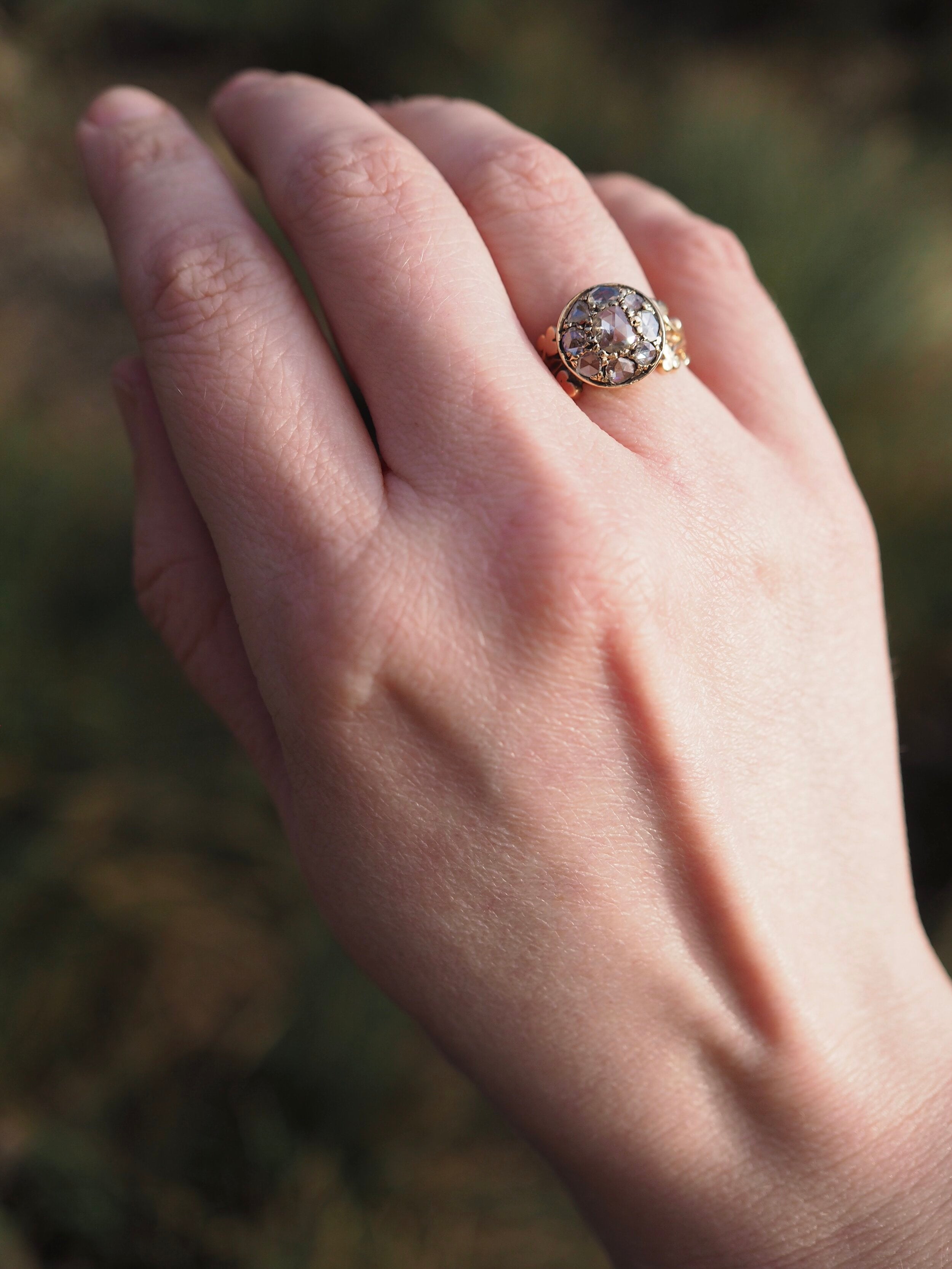 Antique c. 1880s 14k Gold Rose Cut Diamond Ring