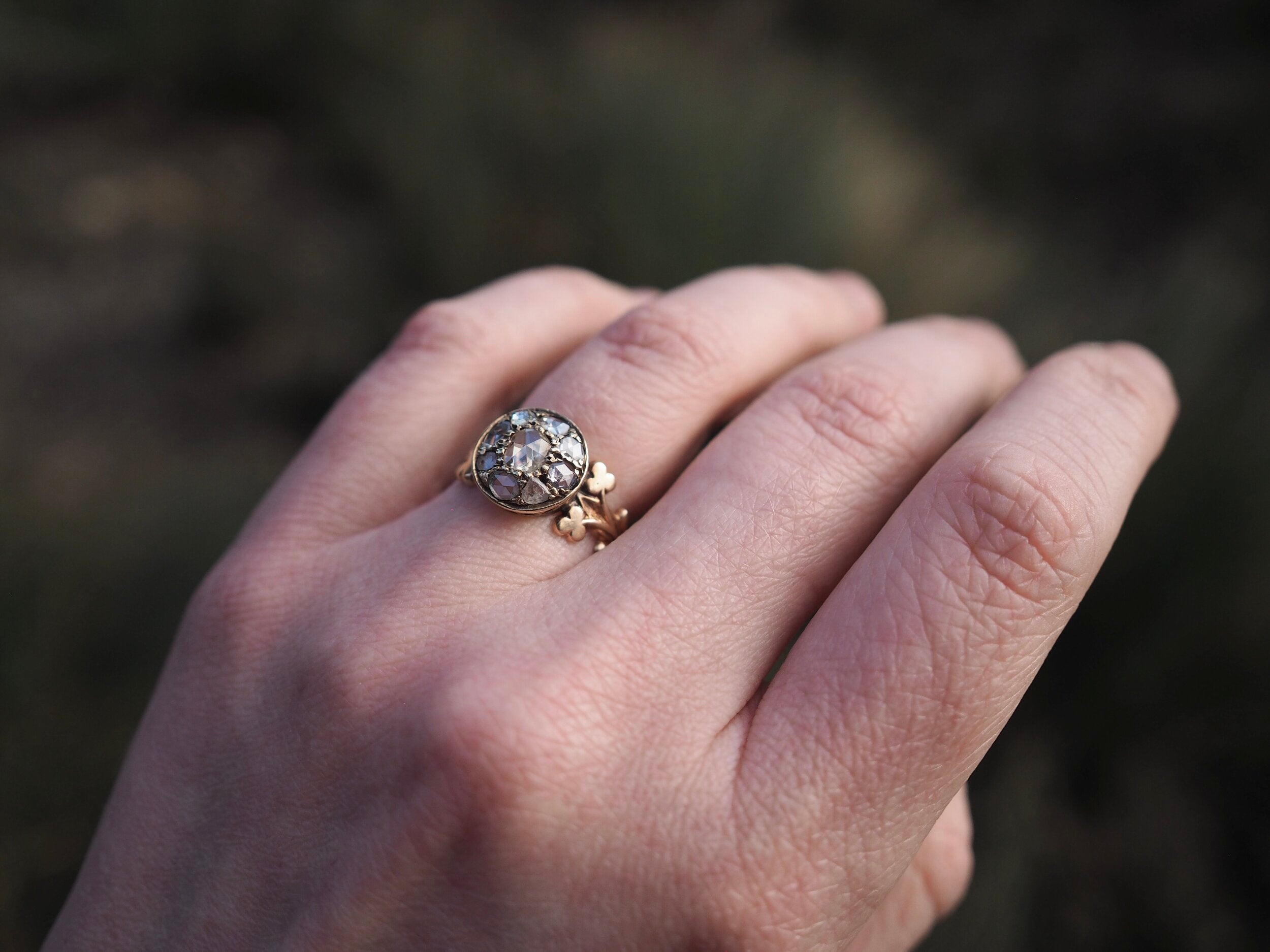 Antique c. 1880s 14k Gold Rose Cut Diamond Ring
