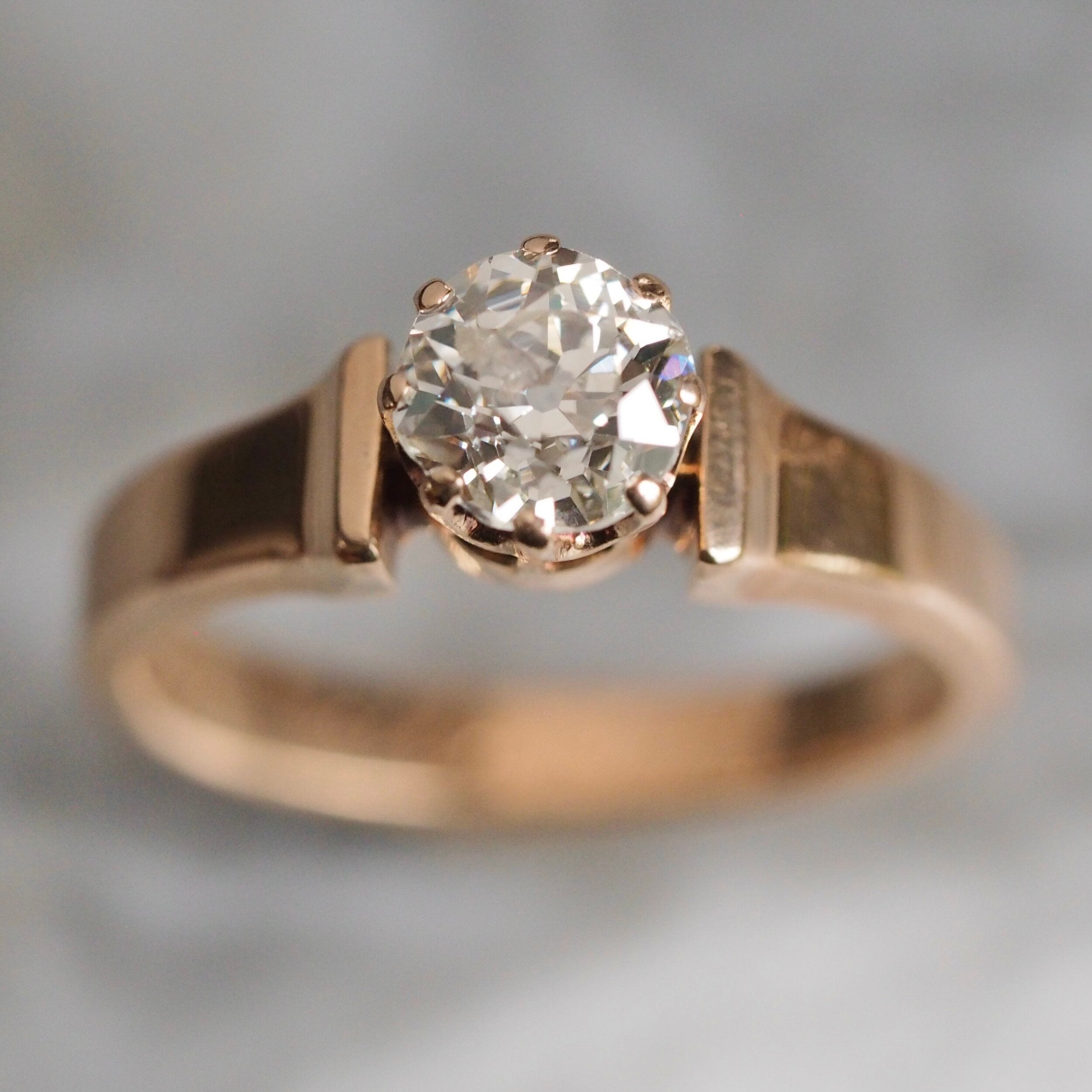 Antique c. 1886 14k Gold Old Mine Cut Diamond Ring