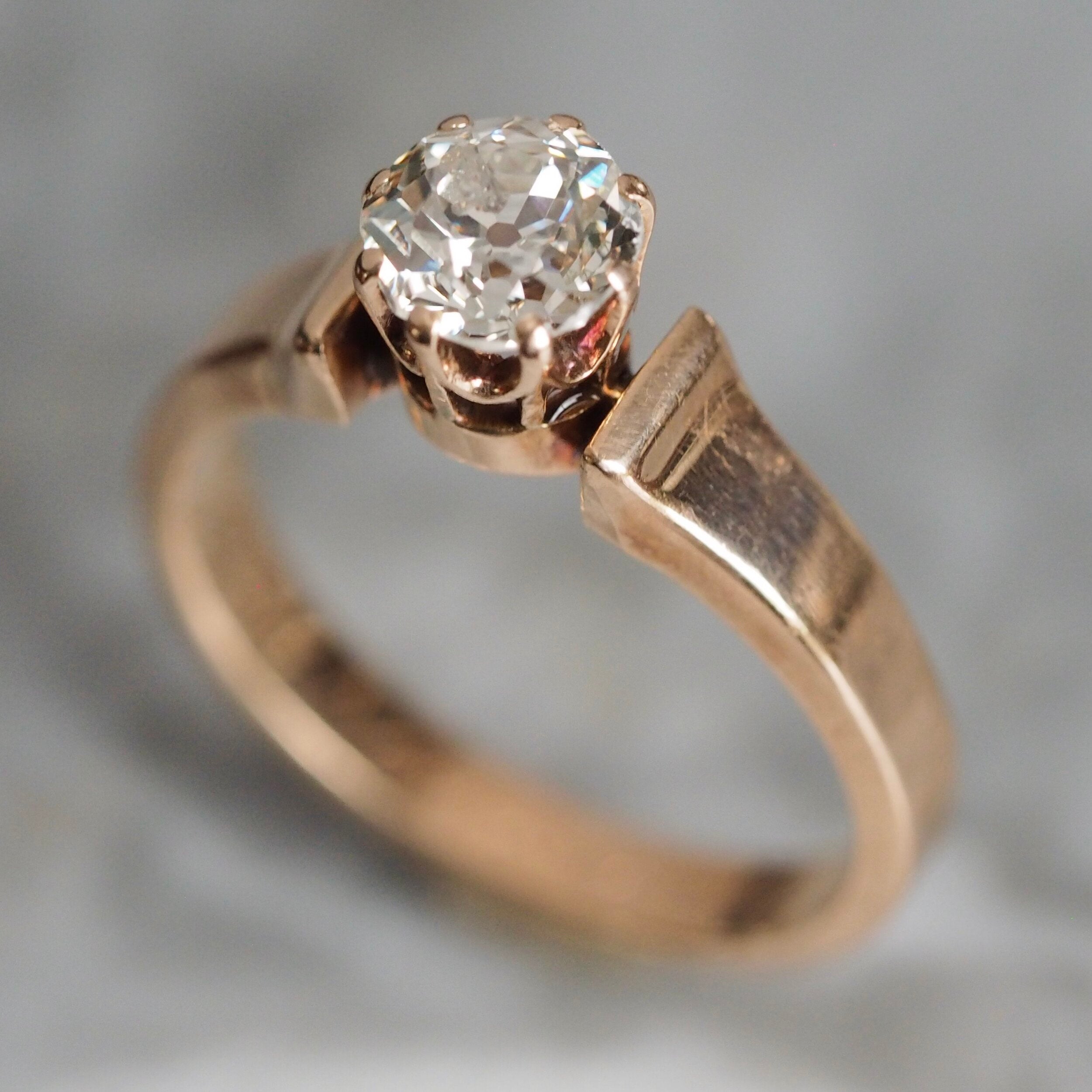 Antique c. 1886 14k Gold Old Mine Cut Diamond Ring