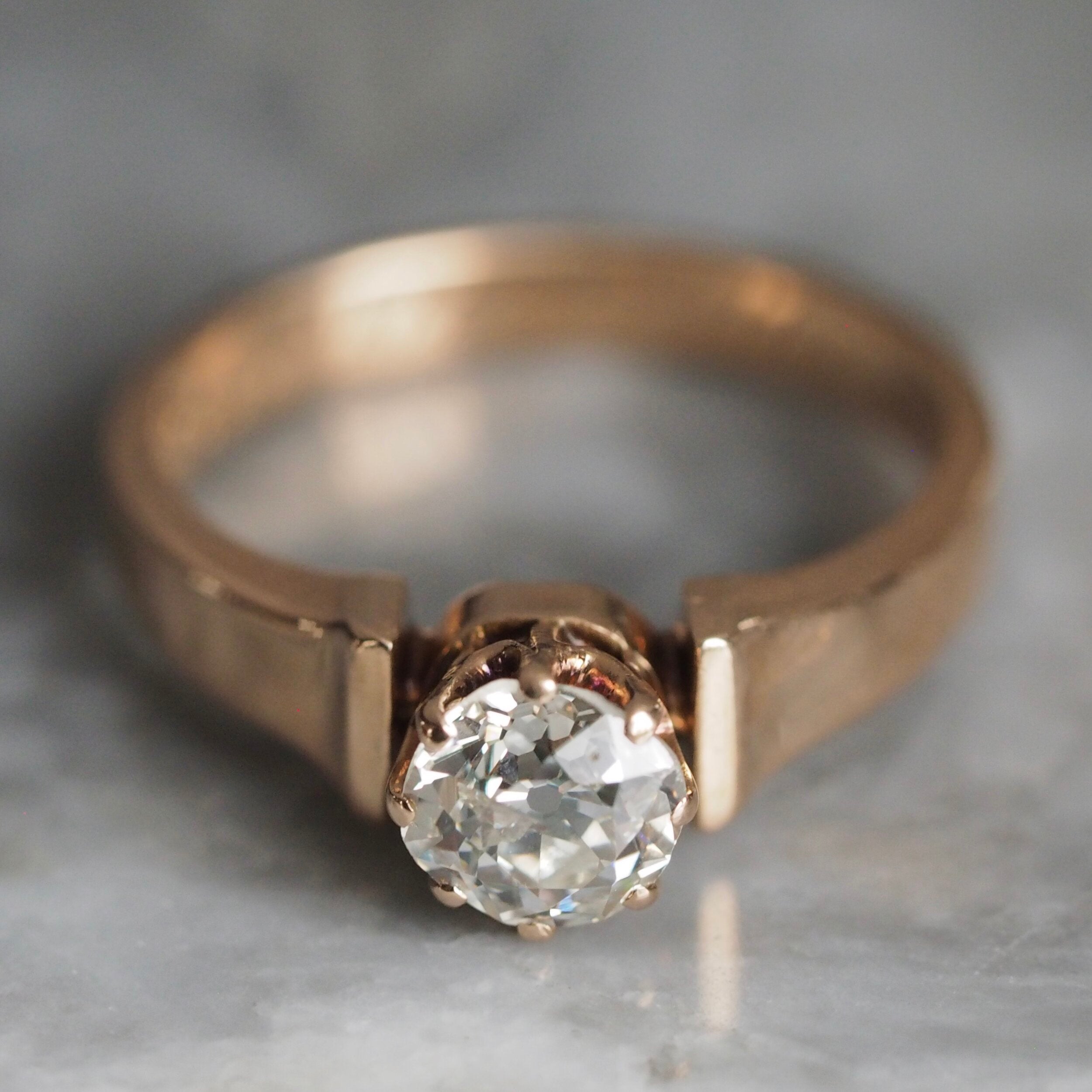 Antique c. 1886 14k Gold Old Mine Cut Diamond Ring