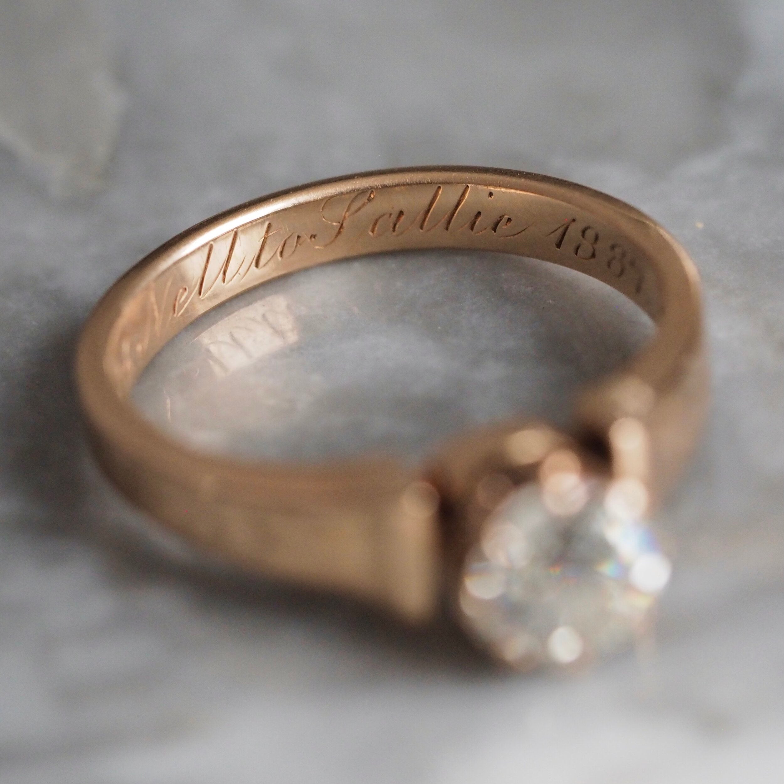 Antique c. 1886 14k Gold Old Mine Cut Diamond Ring