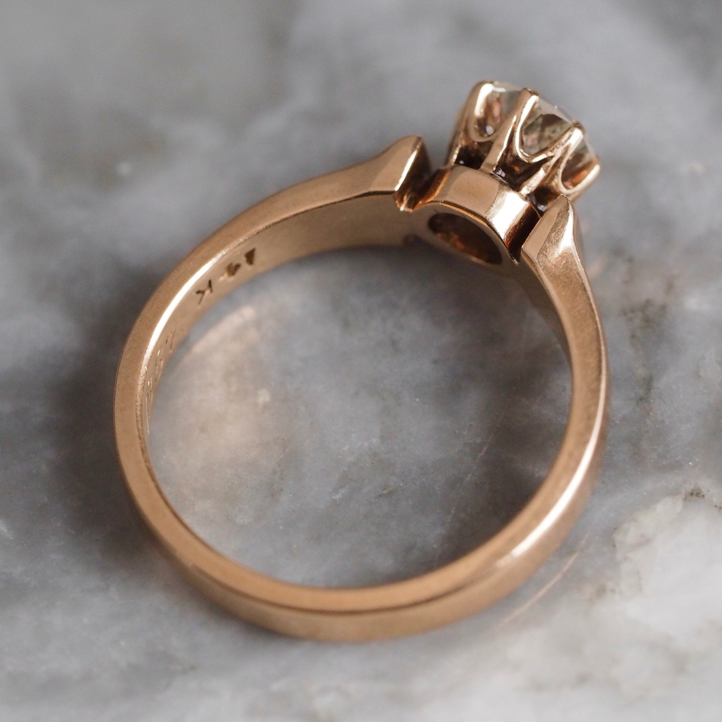 Antique c. 1886 14k Gold Old Mine Cut Diamond Ring
