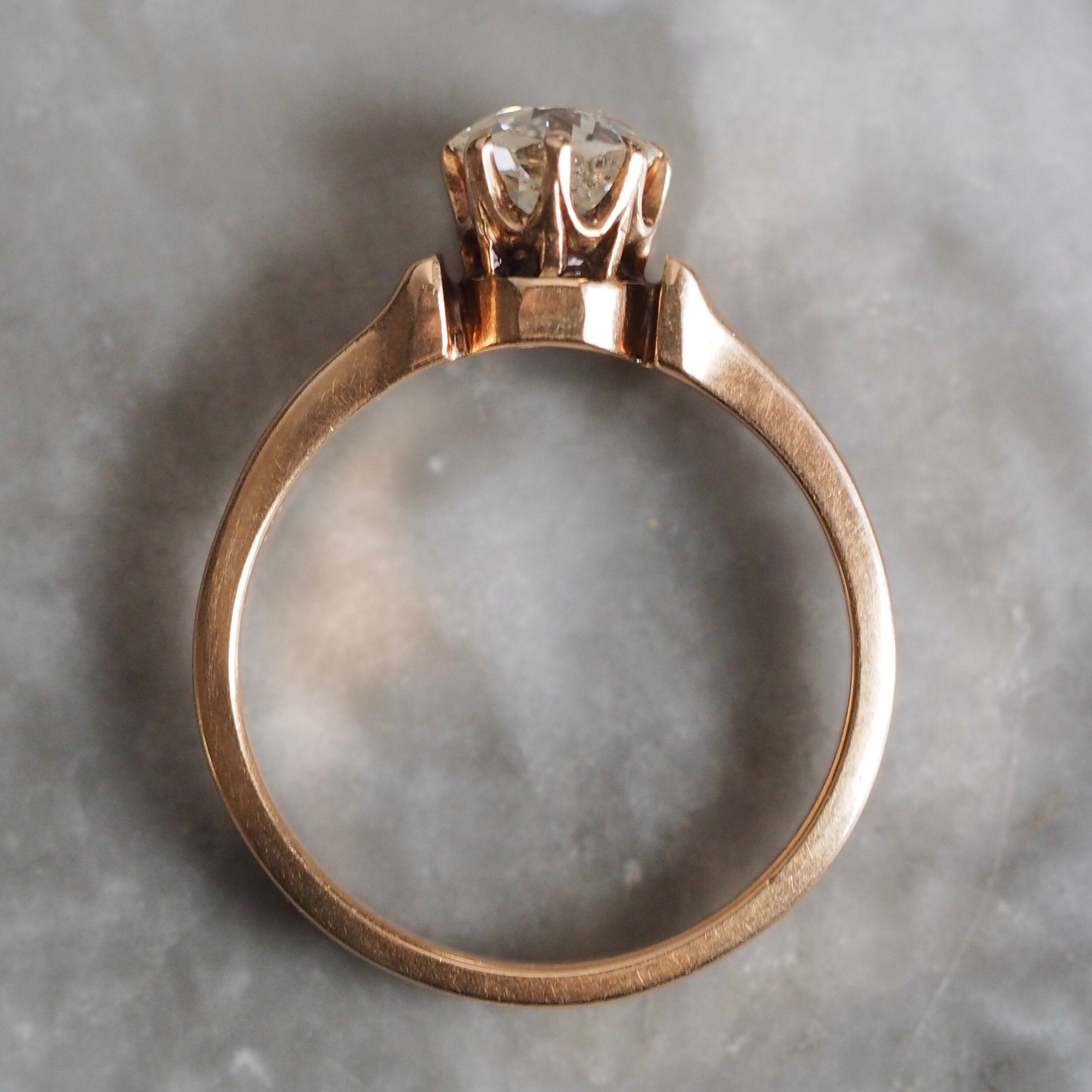 Antique c. 1886 14k Gold Old Mine Cut Diamond Ring