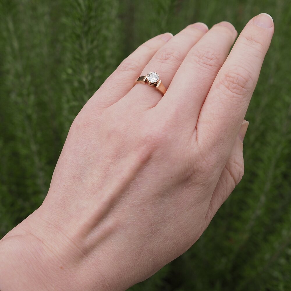 Antique c. 1886 14k Gold Old Mine Cut Diamond Ring
