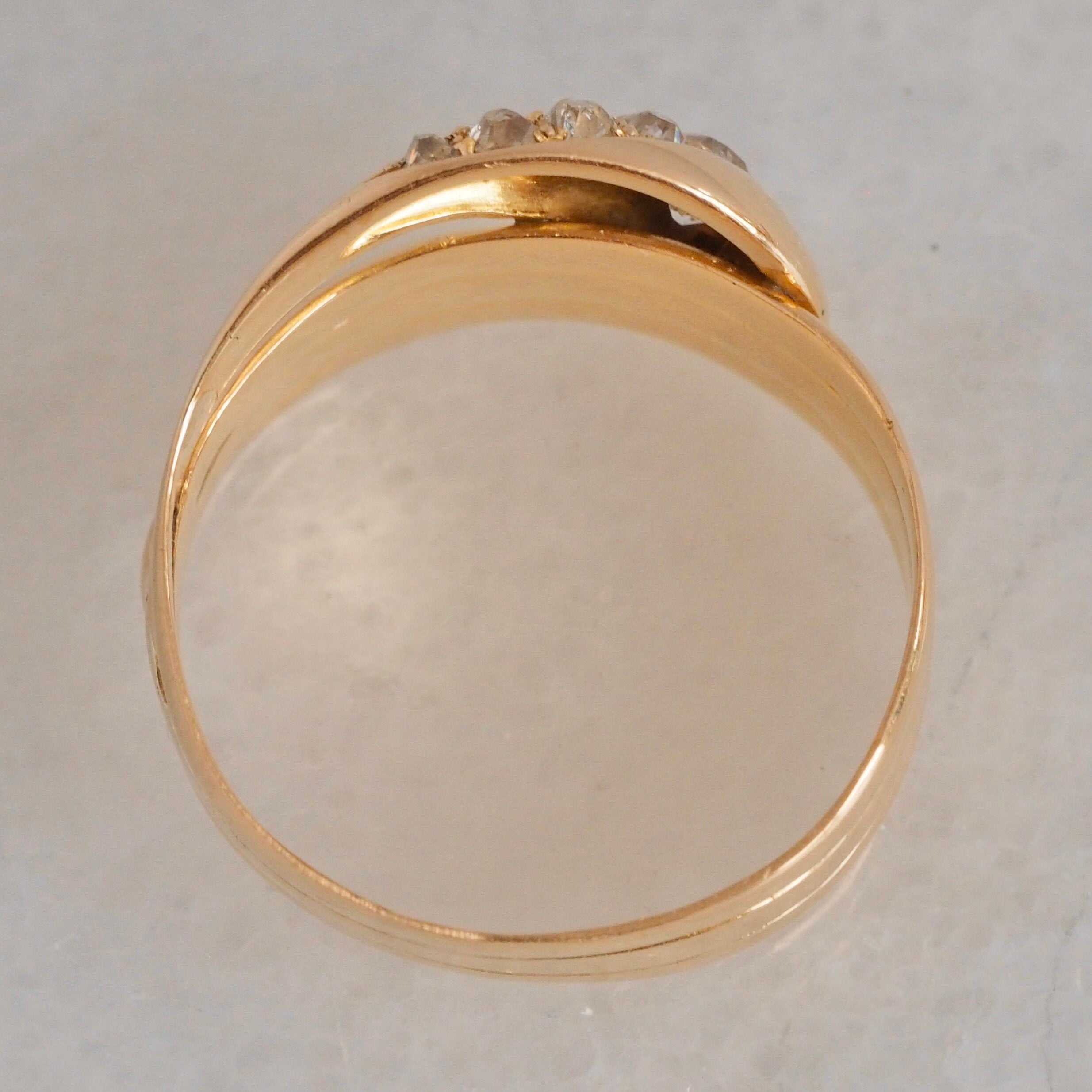 Antique c. 1918 English 18k Gold Old Mine Cushion Cut Diamond Snake Ring