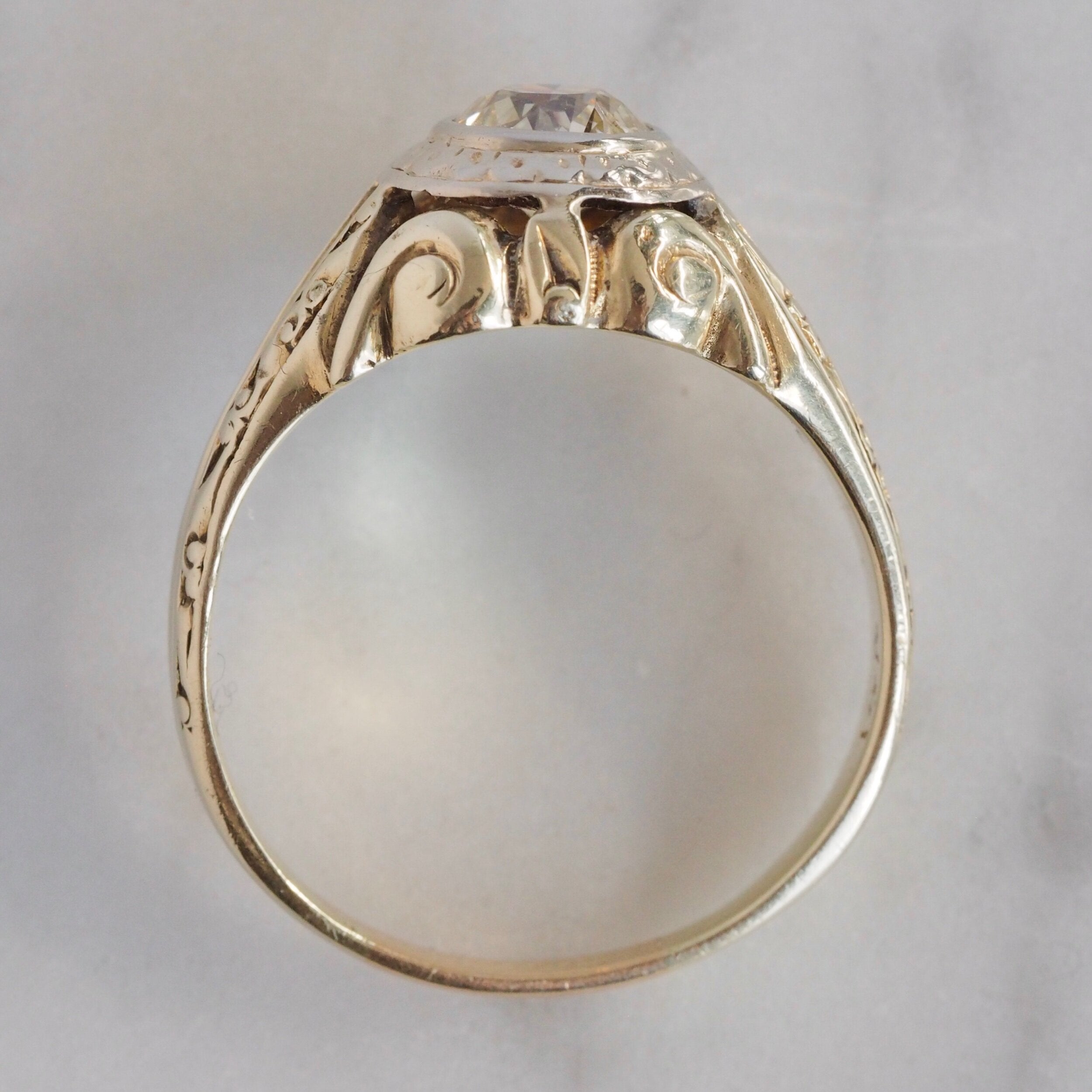 Art Deco 14k Gold Old European Cut Diamond Ring