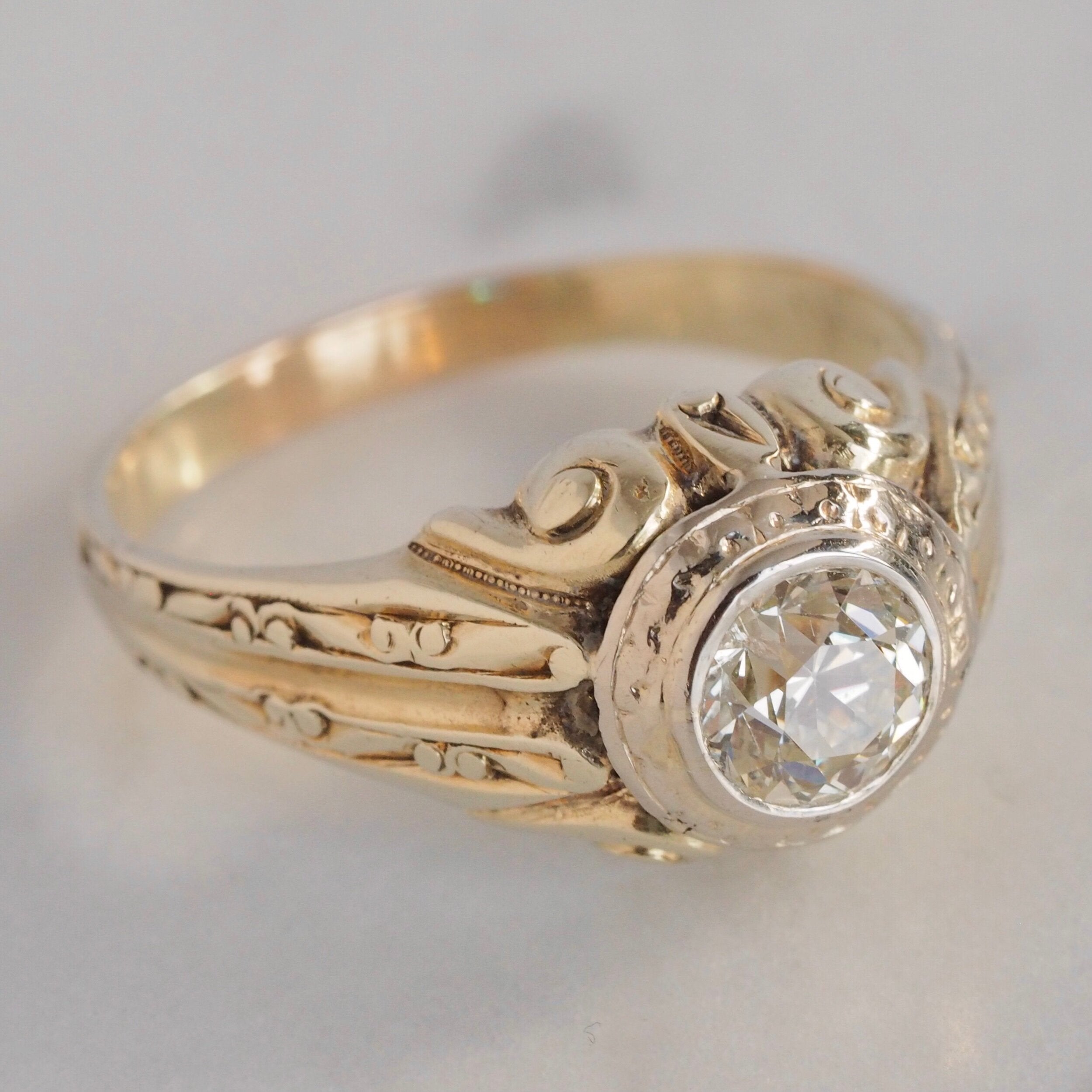 Art Deco 14k Gold Old European Cut Diamond Ring