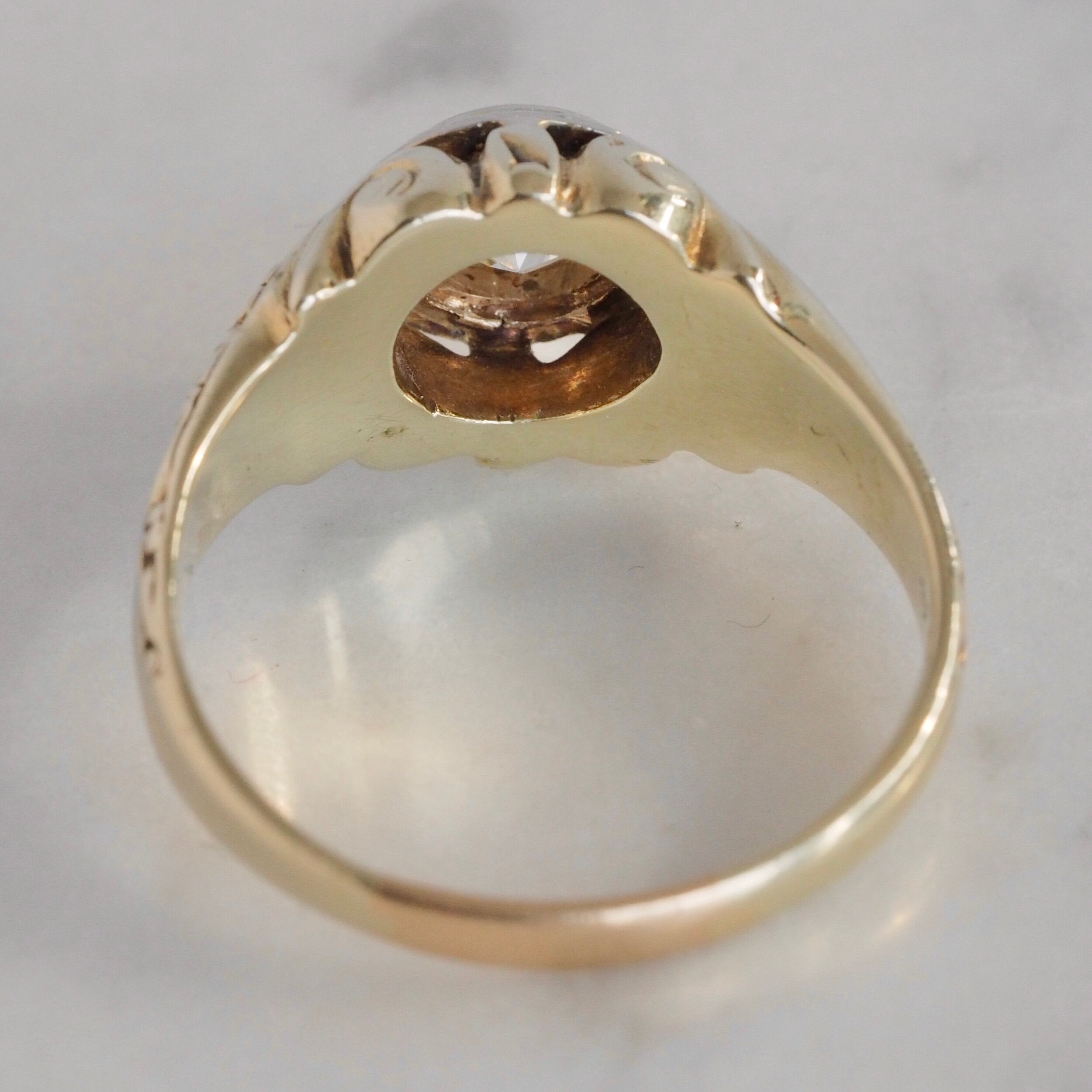 Art Deco 14k Gold Old European Cut Diamond Ring