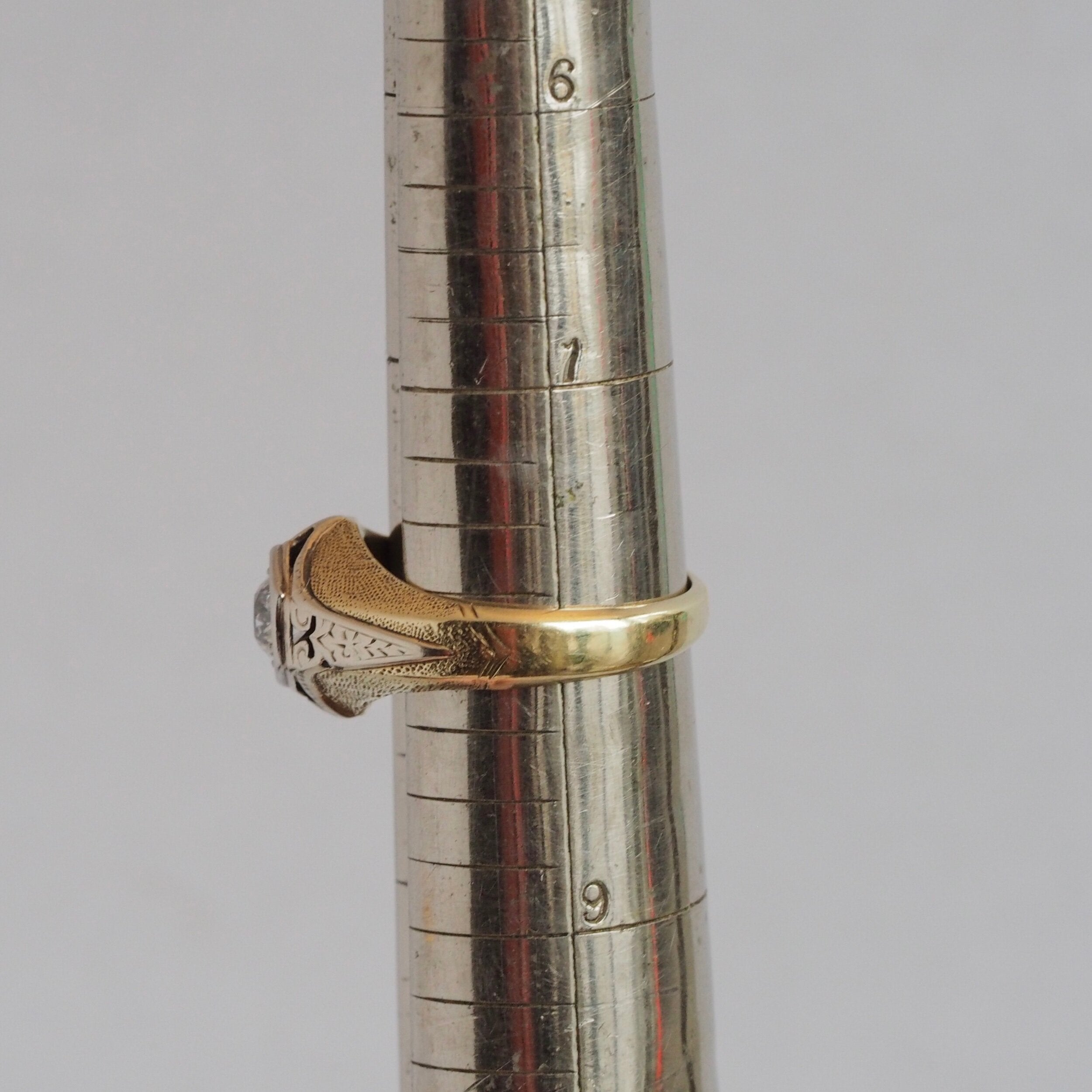 Art Deco 14k Gold Old European Cut Diamond Ring