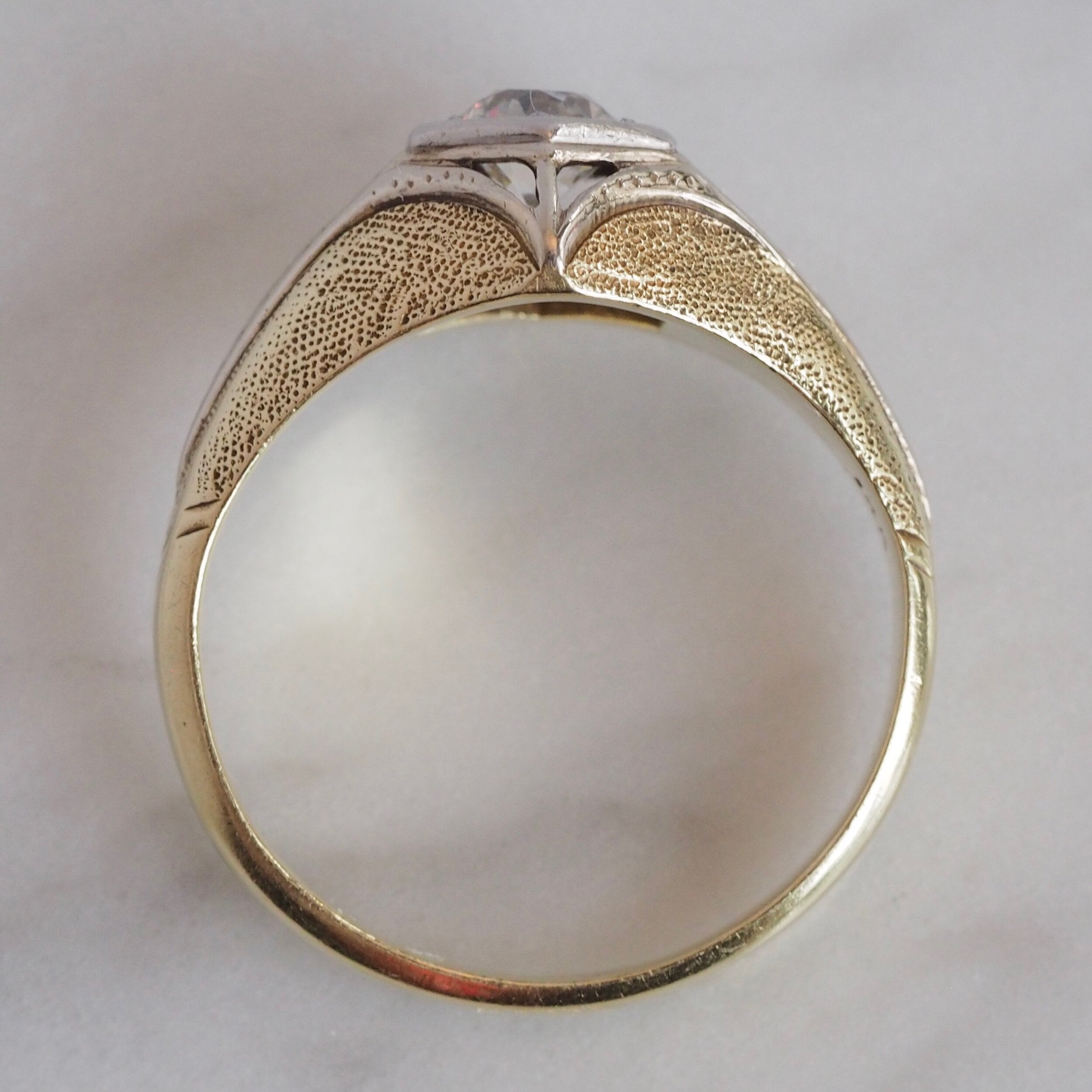 Art Deco 14k Gold Old European Cut Diamond Ring