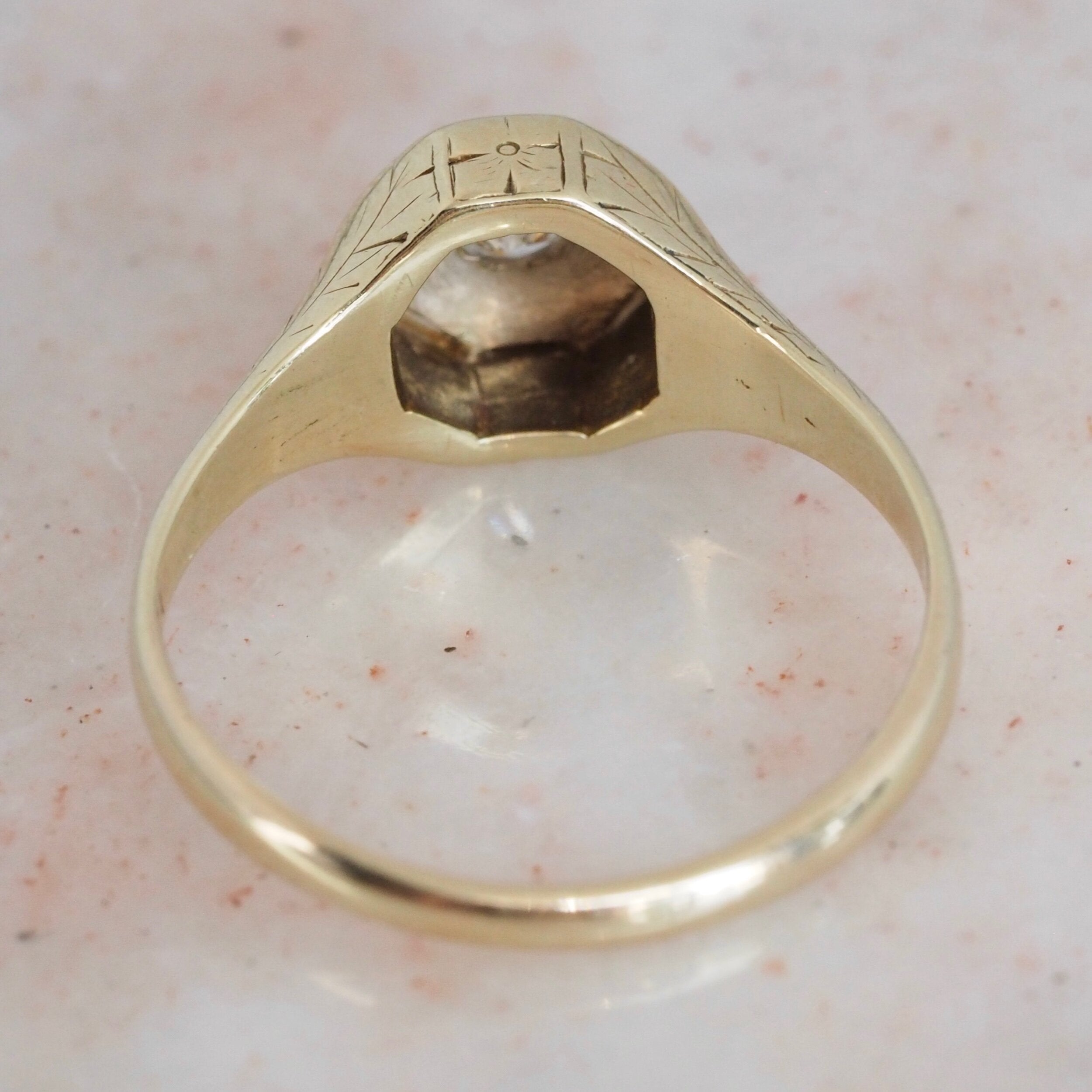 Art Deco 14k Gold Old European Cut Diamond Ring