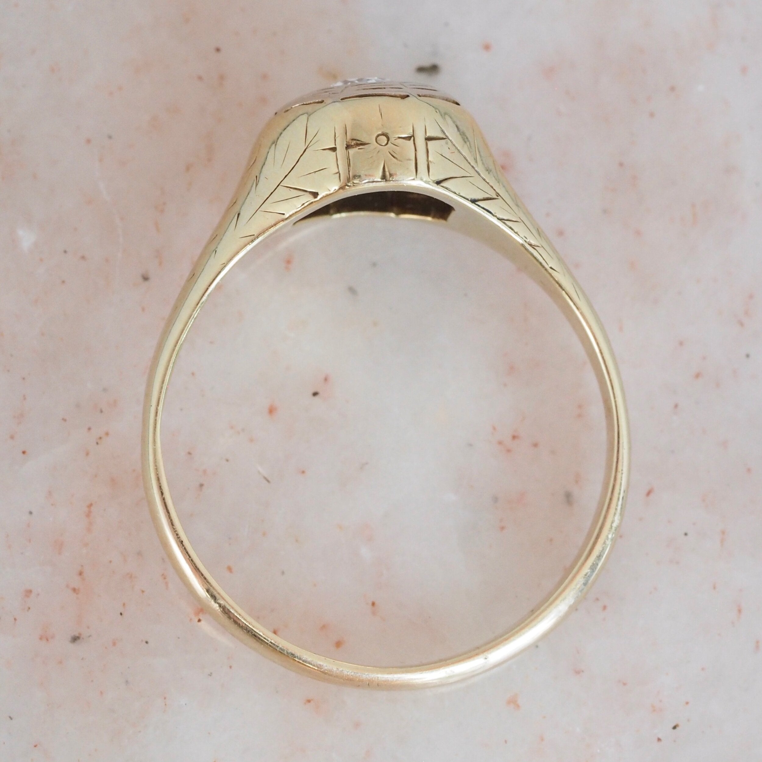 Art Deco 14k Gold Old European Cut Diamond Ring