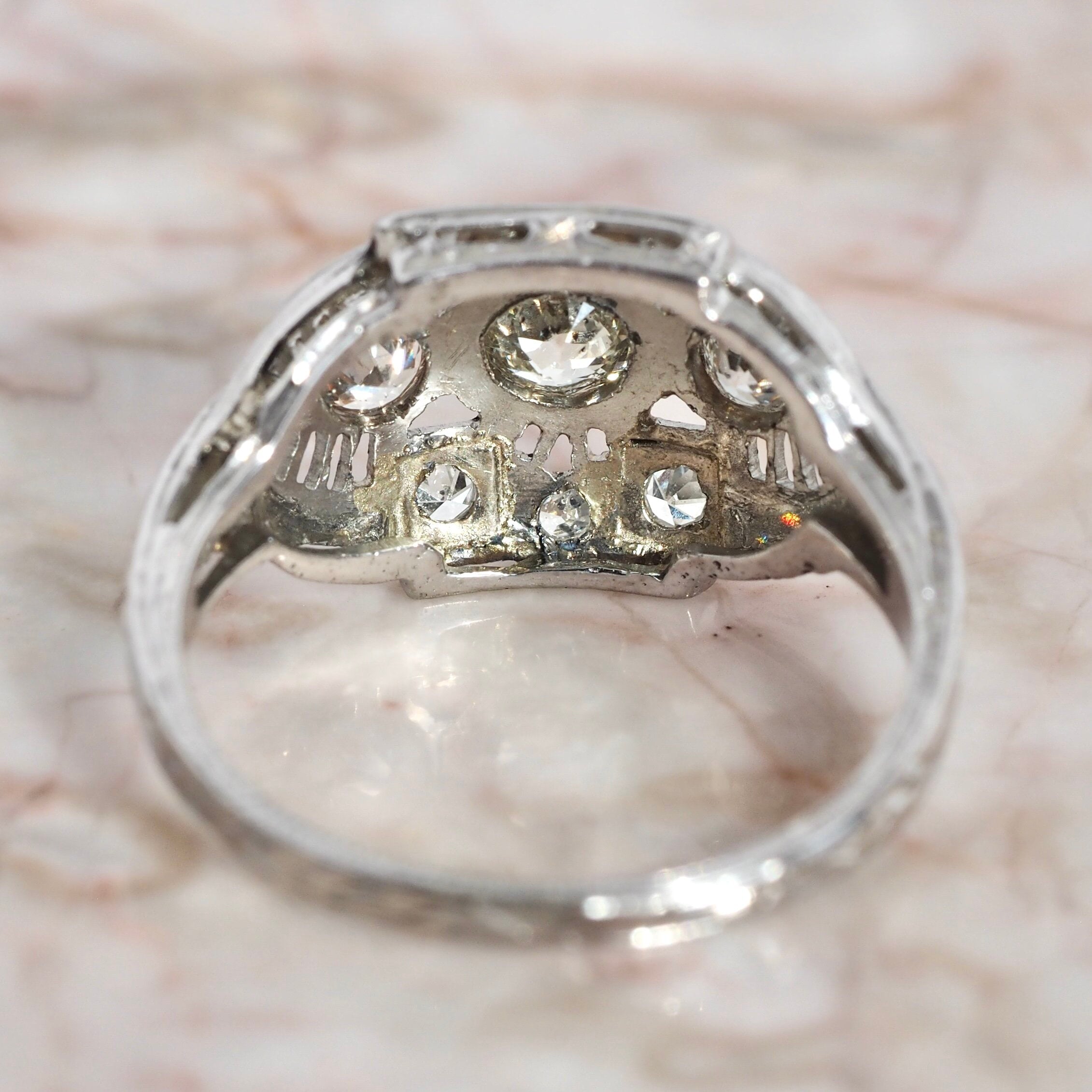 Art Deco 18k Gold Diamond Trilogy Ring