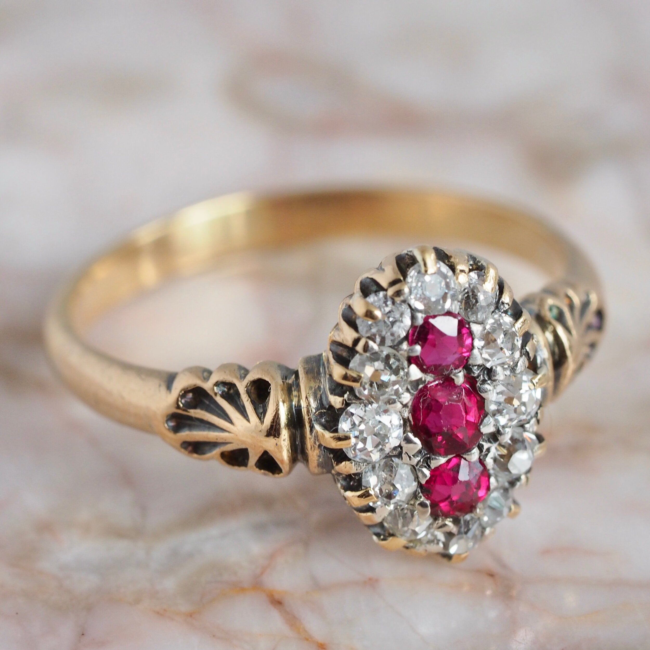 Art Deco 18k Gold Ruby and Diamond Ring