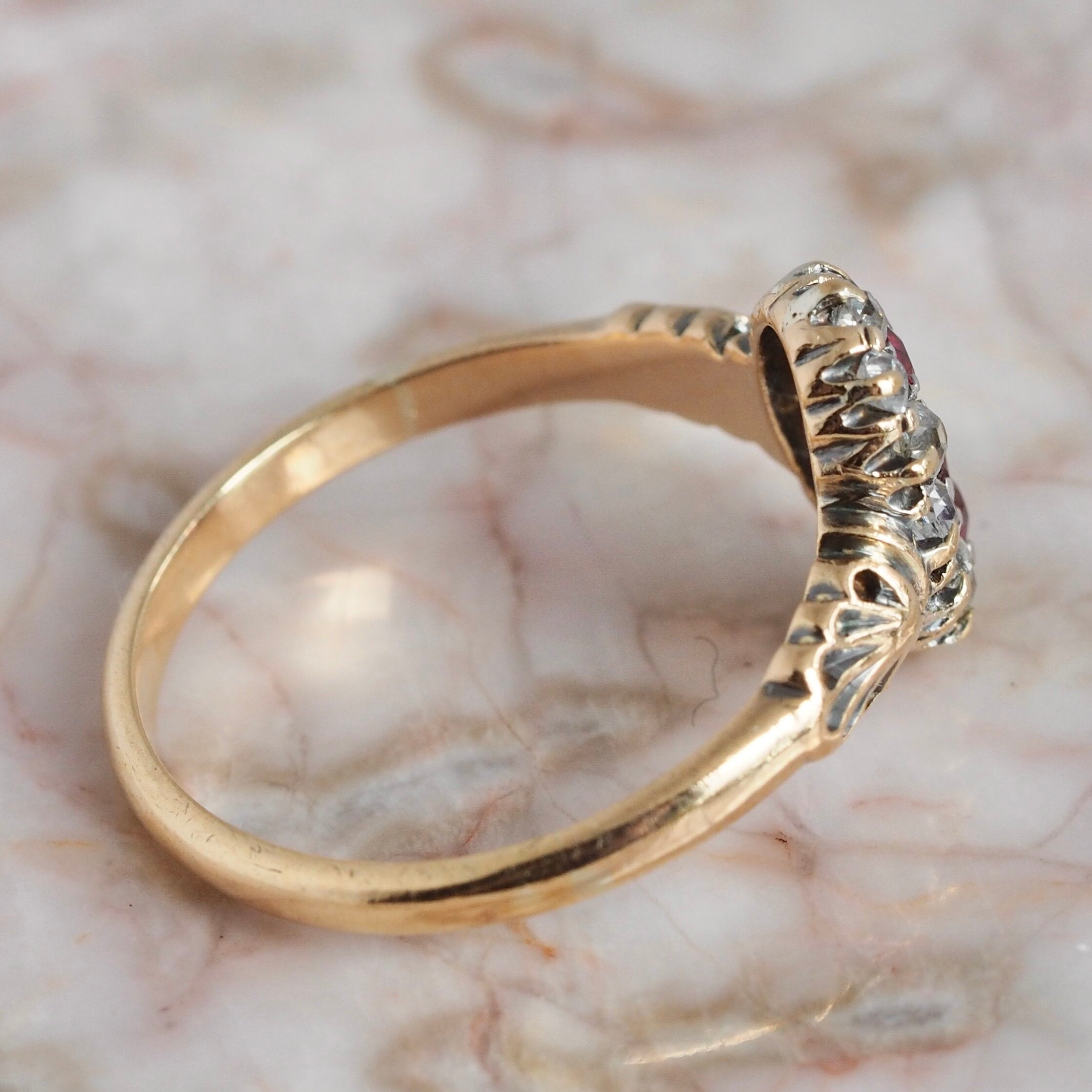 Art Deco 18k Gold Ruby and Diamond Ring