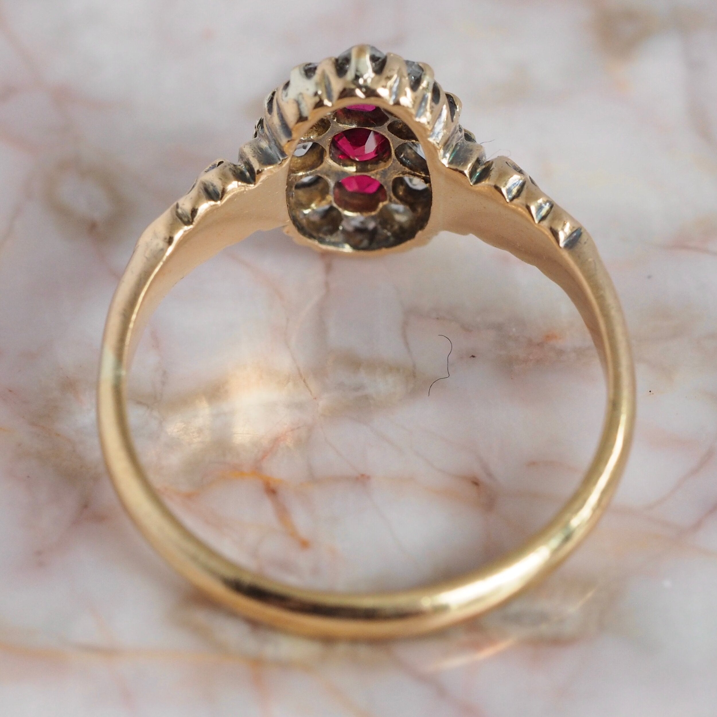 Art Deco 18k Gold Ruby and Diamond Ring
