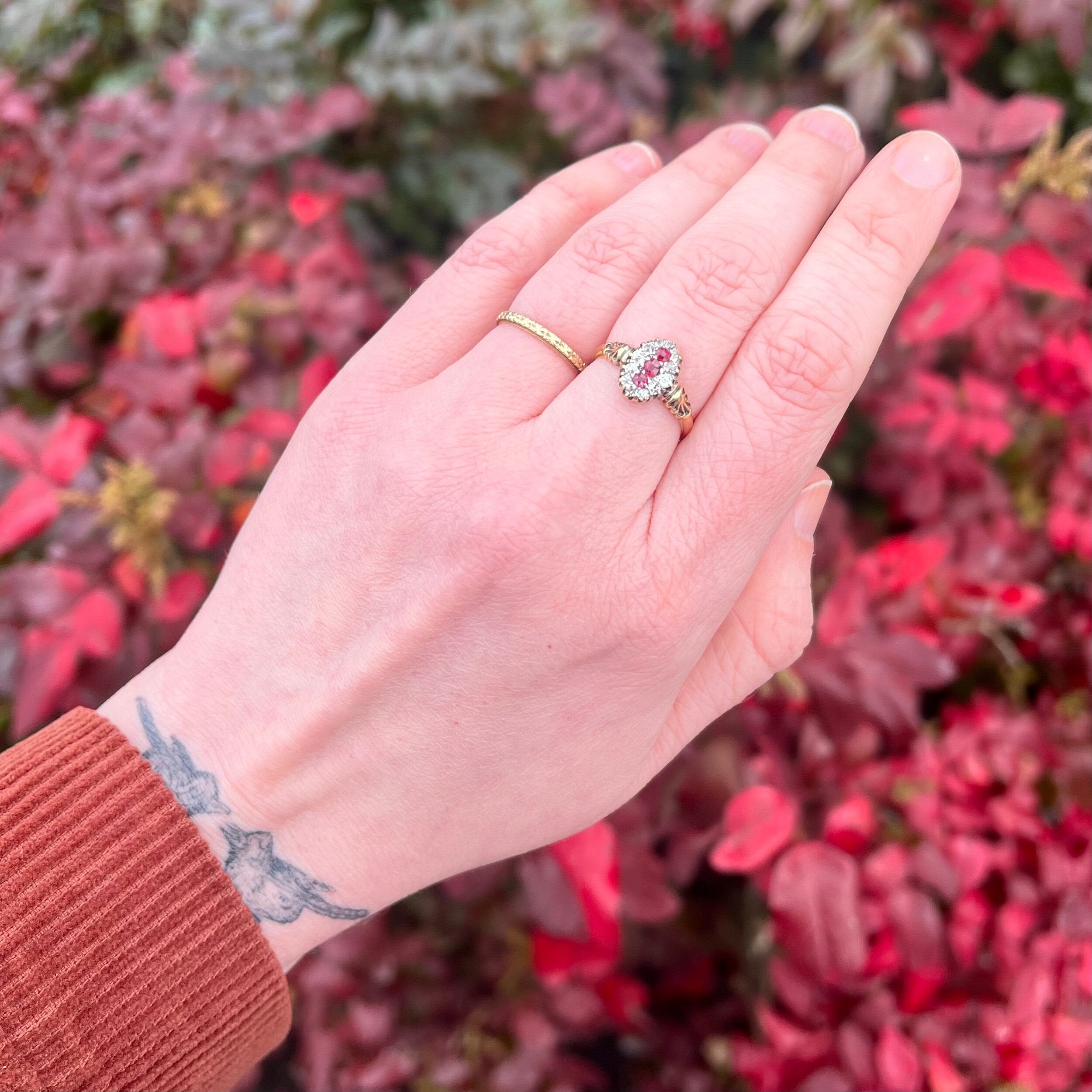 Art Deco 18k Gold Ruby and Diamond Ring